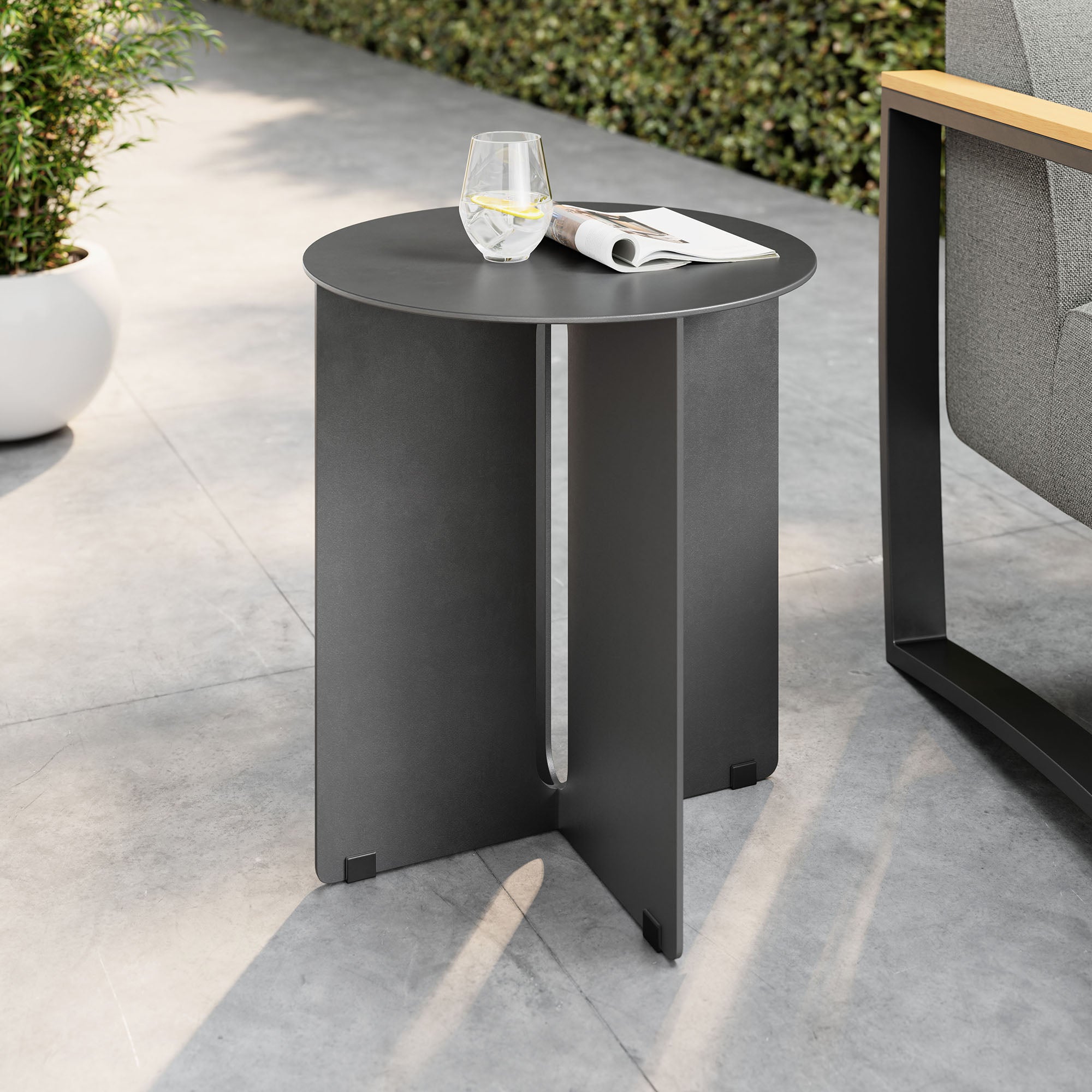 Tecton Outdoor Patio Aluminum Side Table, Charcoal