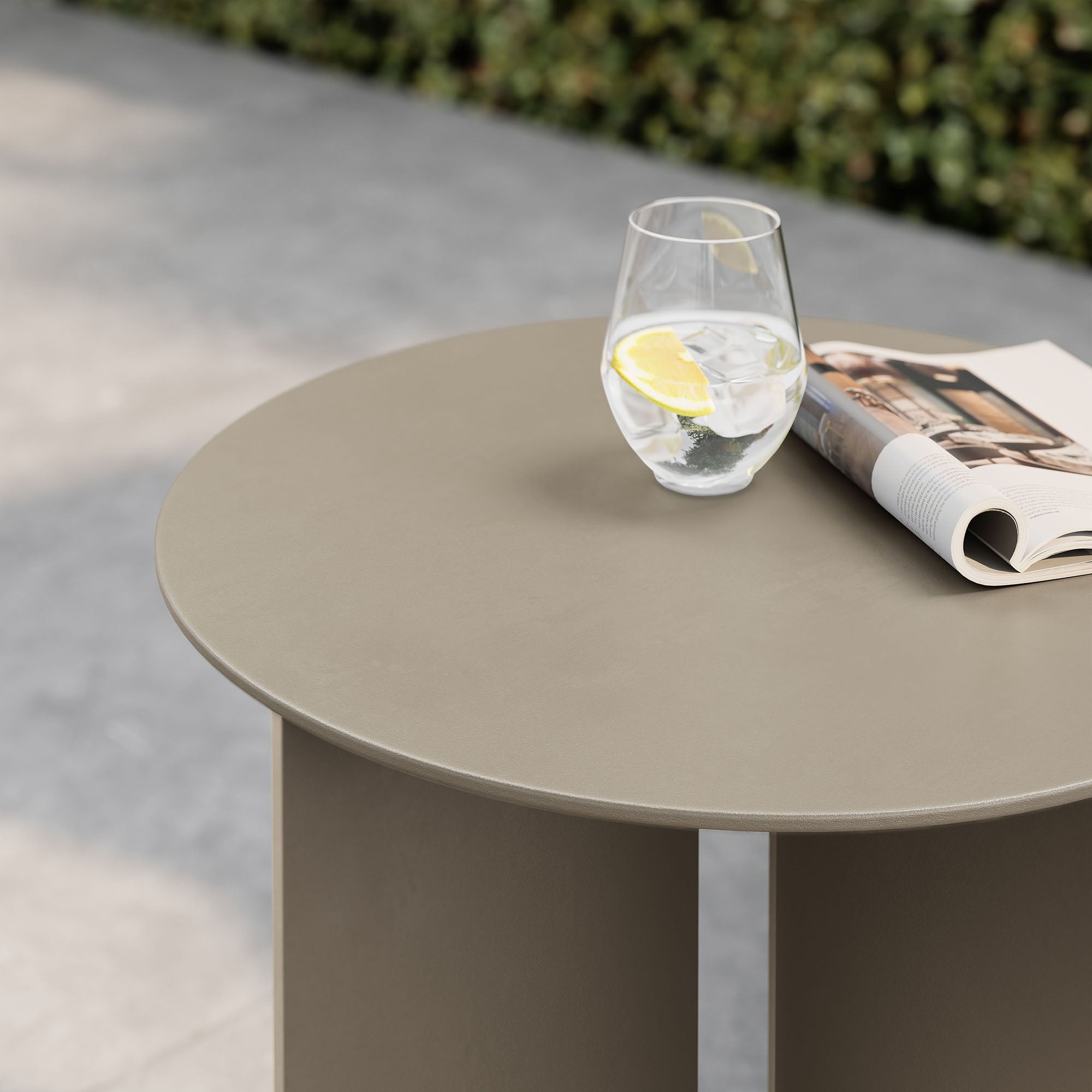 Tecton Outdoor Patio Aluminum Side Table, Khaki