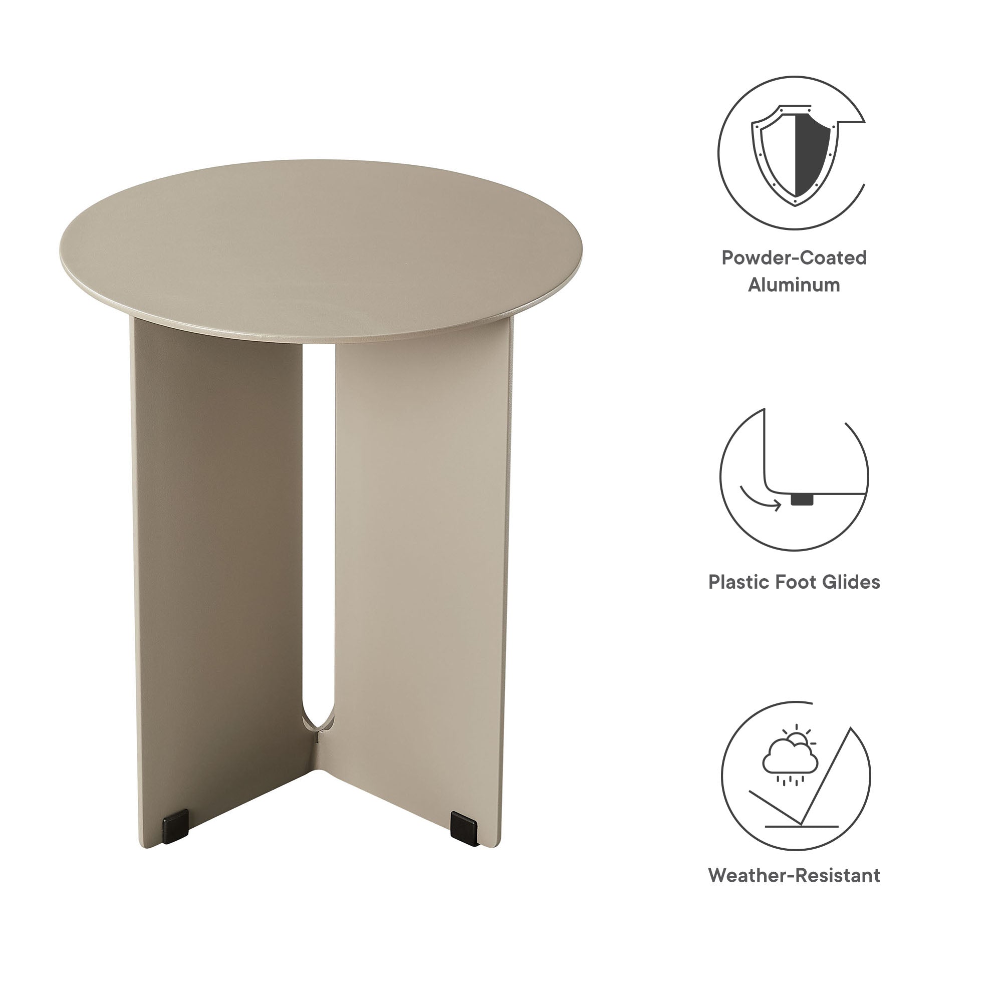 Tecton Outdoor Patio Aluminum Side Table, Khaki