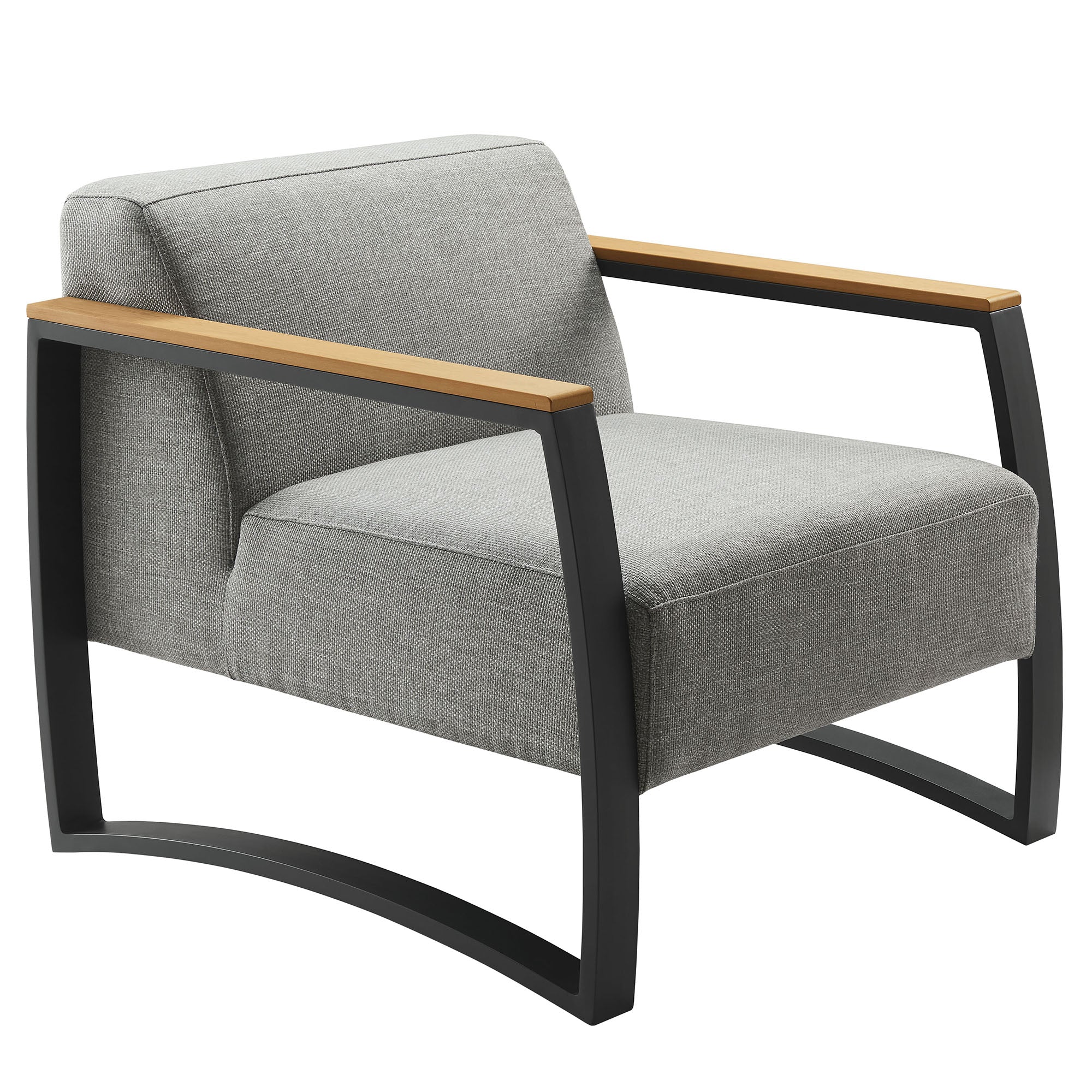 Sauve Outdoor Patio Aluminum and Fabric Armchair, Charcoal Light Gray