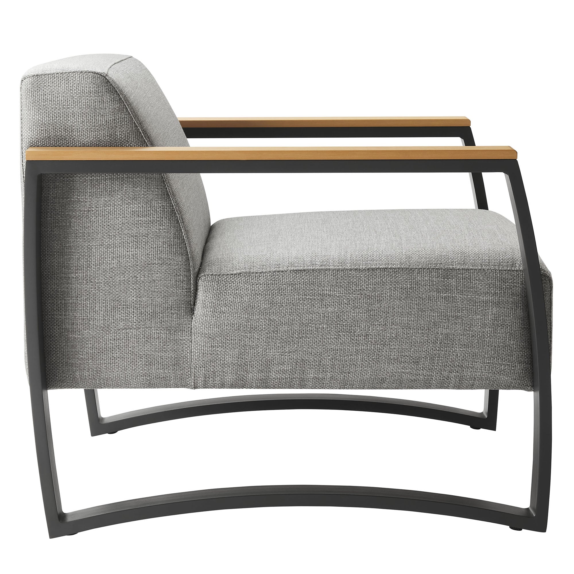 Sauve Outdoor Patio Aluminum and Fabric Armchair, Charcoal Light Gray