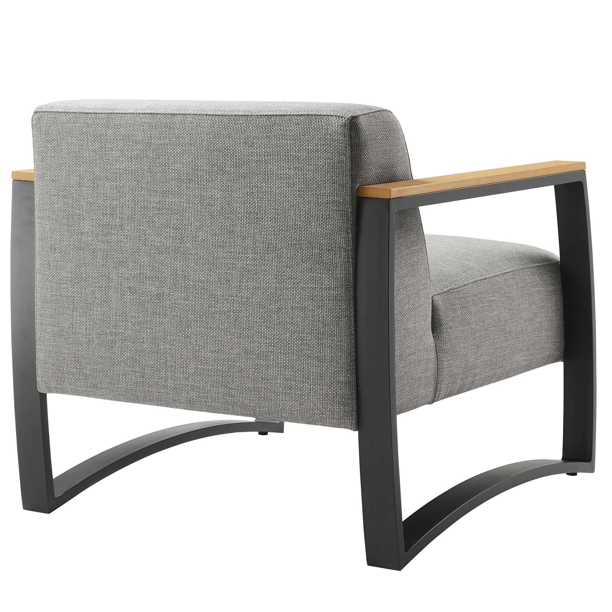 Sauve Outdoor Patio Aluminum and Fabric Armchair, Charcoal Light Gray