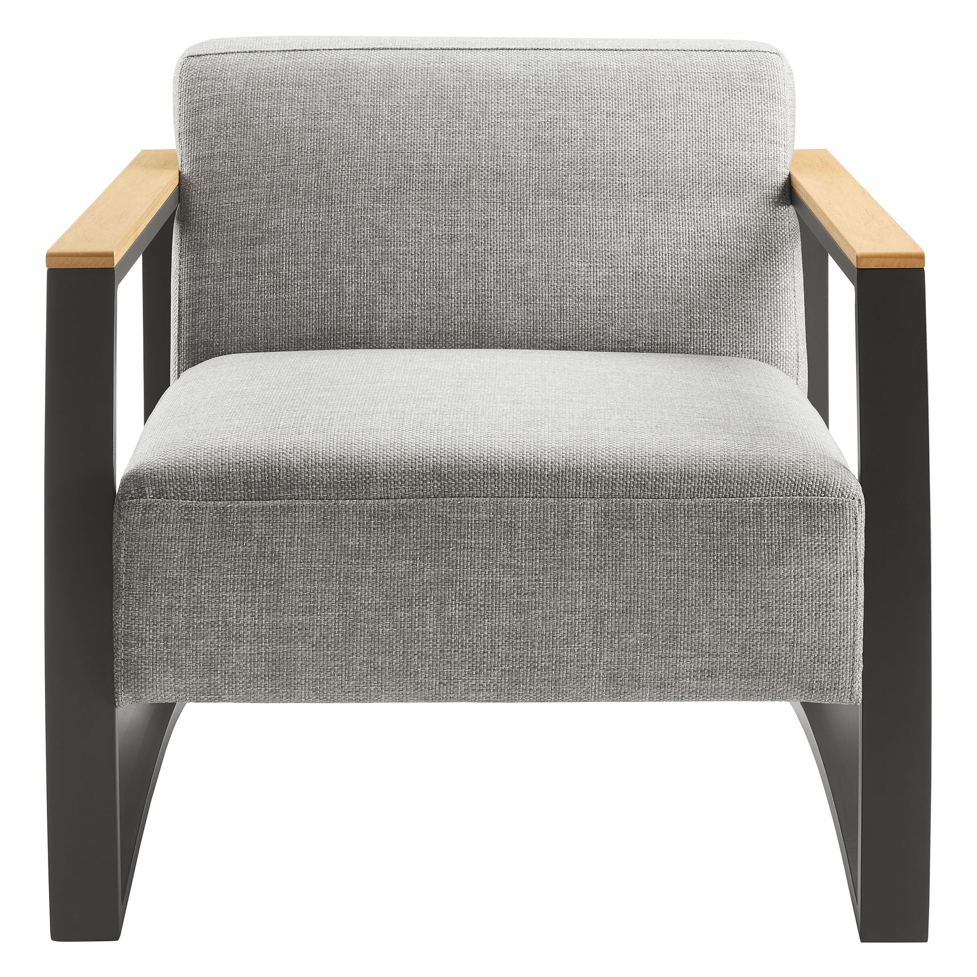 Sauve Outdoor Patio Aluminum and Fabric Armchair, Charcoal Light Gray