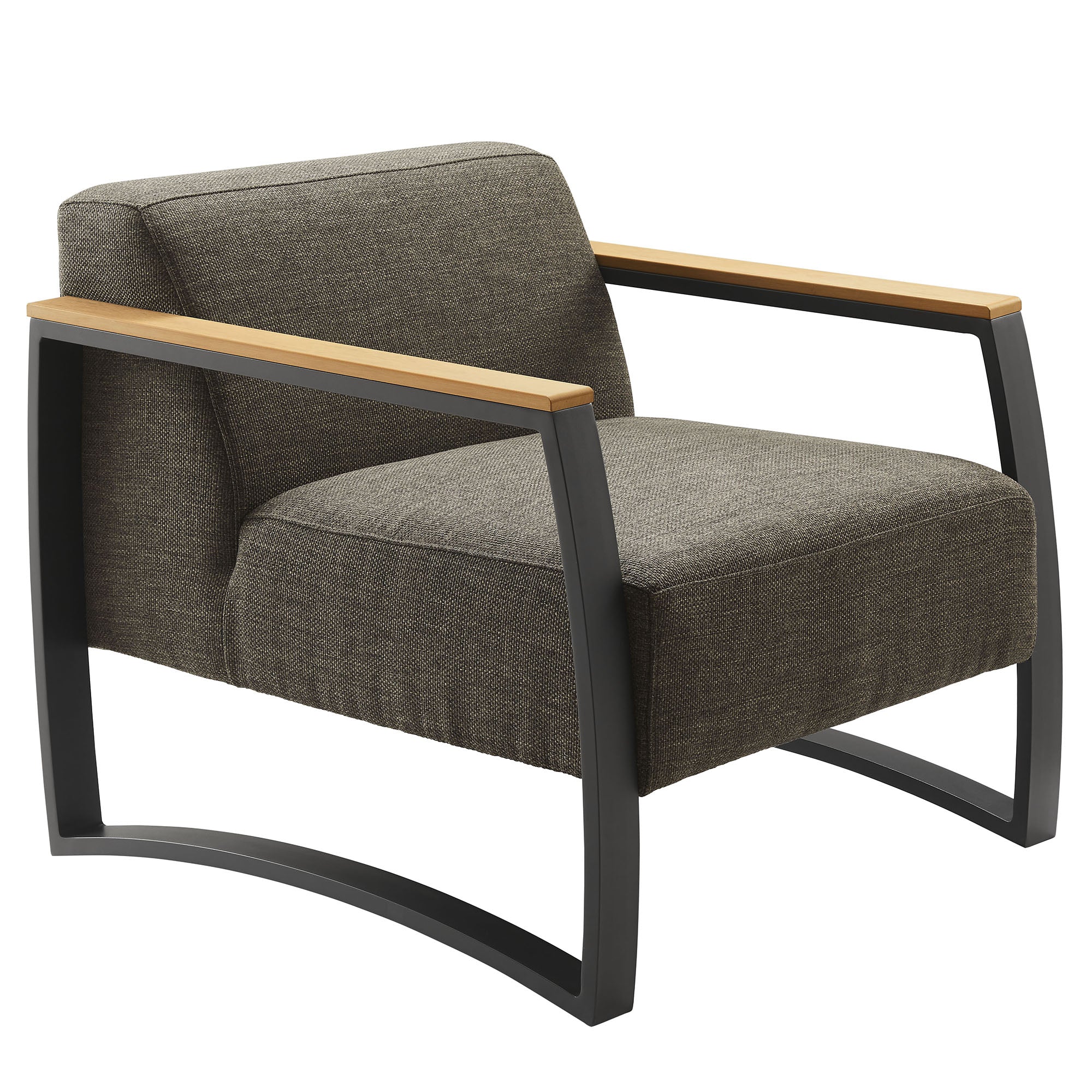 Sauve Outdoor Patio Aluminum and Fabric Armchair, Charcoal Smoke