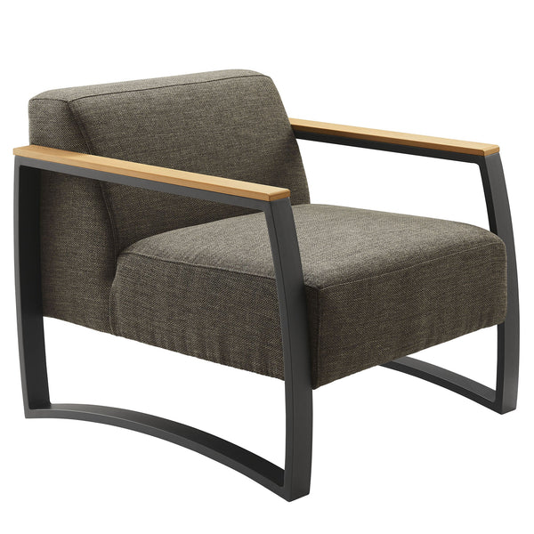 Sauve Outdoor Patio Aluminum and Fabric Armchair, Charcoal Smoke