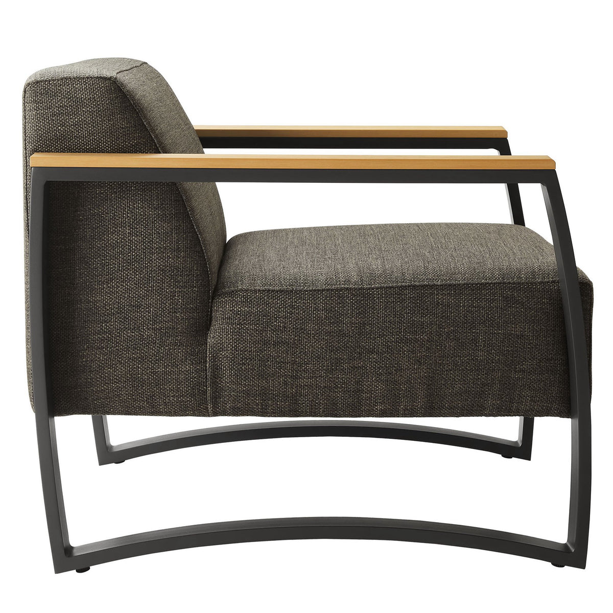 Sauve Outdoor Patio Aluminum and Fabric Armchair, Charcoal Smoke