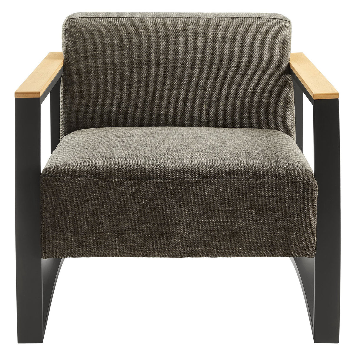 Sauve Outdoor Patio Aluminum and Fabric Armchair, Charcoal Smoke