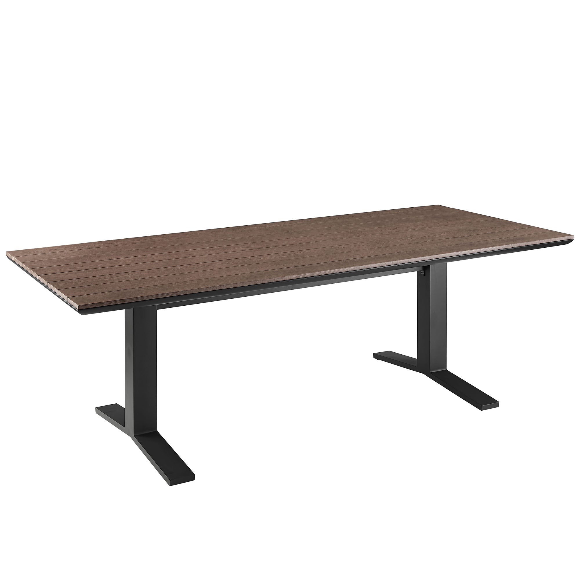 Gavelston 91" Outdoor Patio Aluminum Dining Table, Gray Wash Charcoal Gray