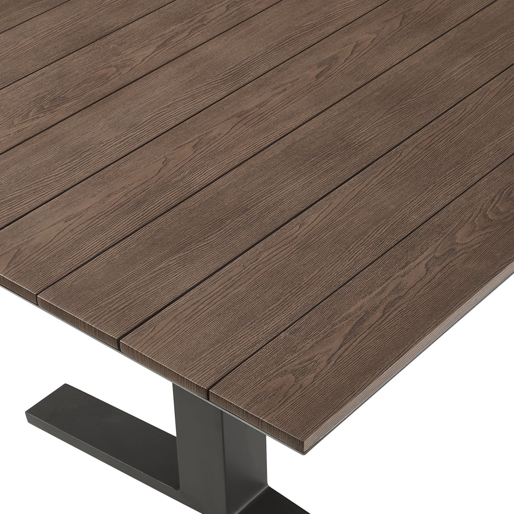 Gavelston 91" Outdoor Patio Aluminum Dining Table, Gray Wash Charcoal Gray