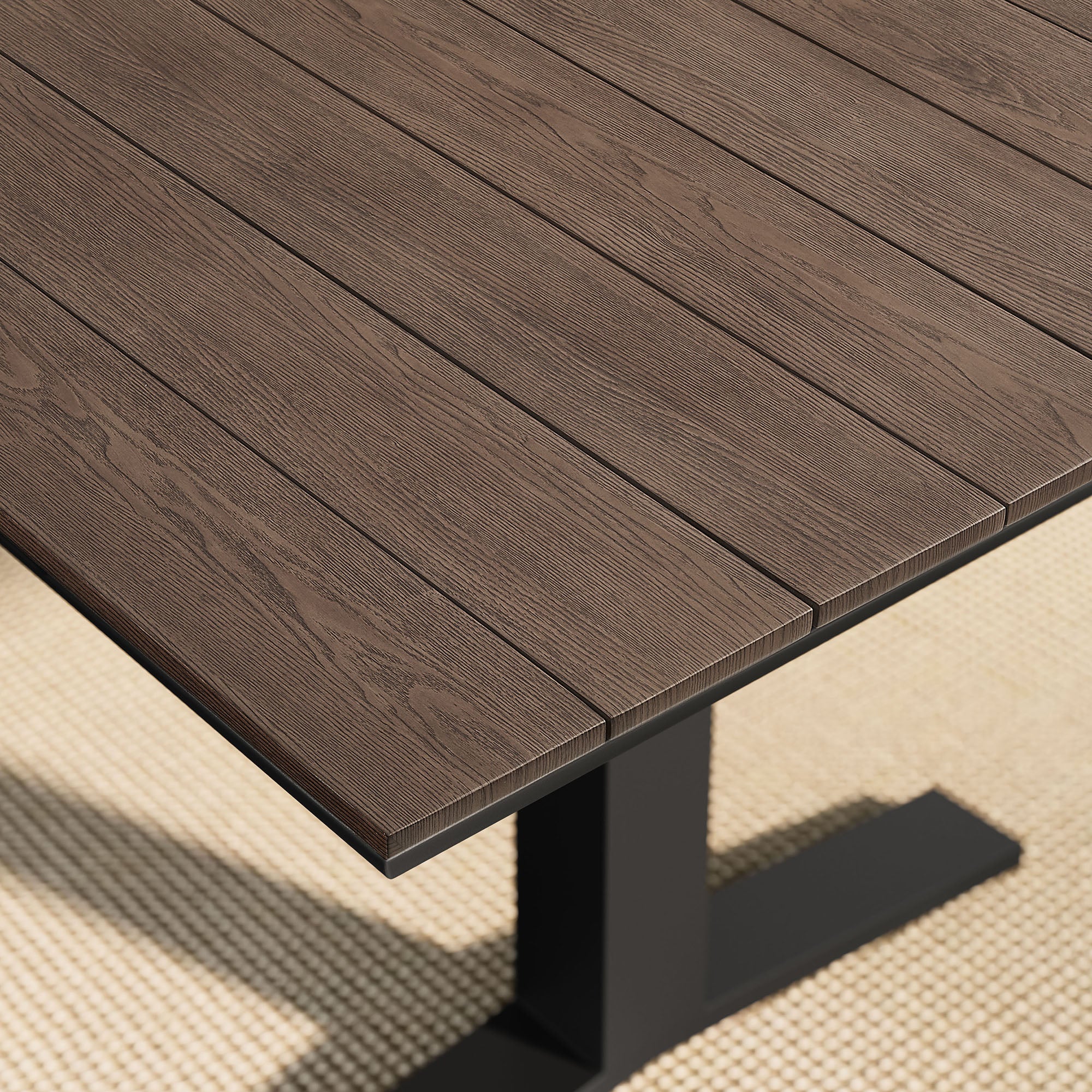 Gavelston 91" Outdoor Patio Aluminum Dining Table, Gray Wash Charcoal Gray