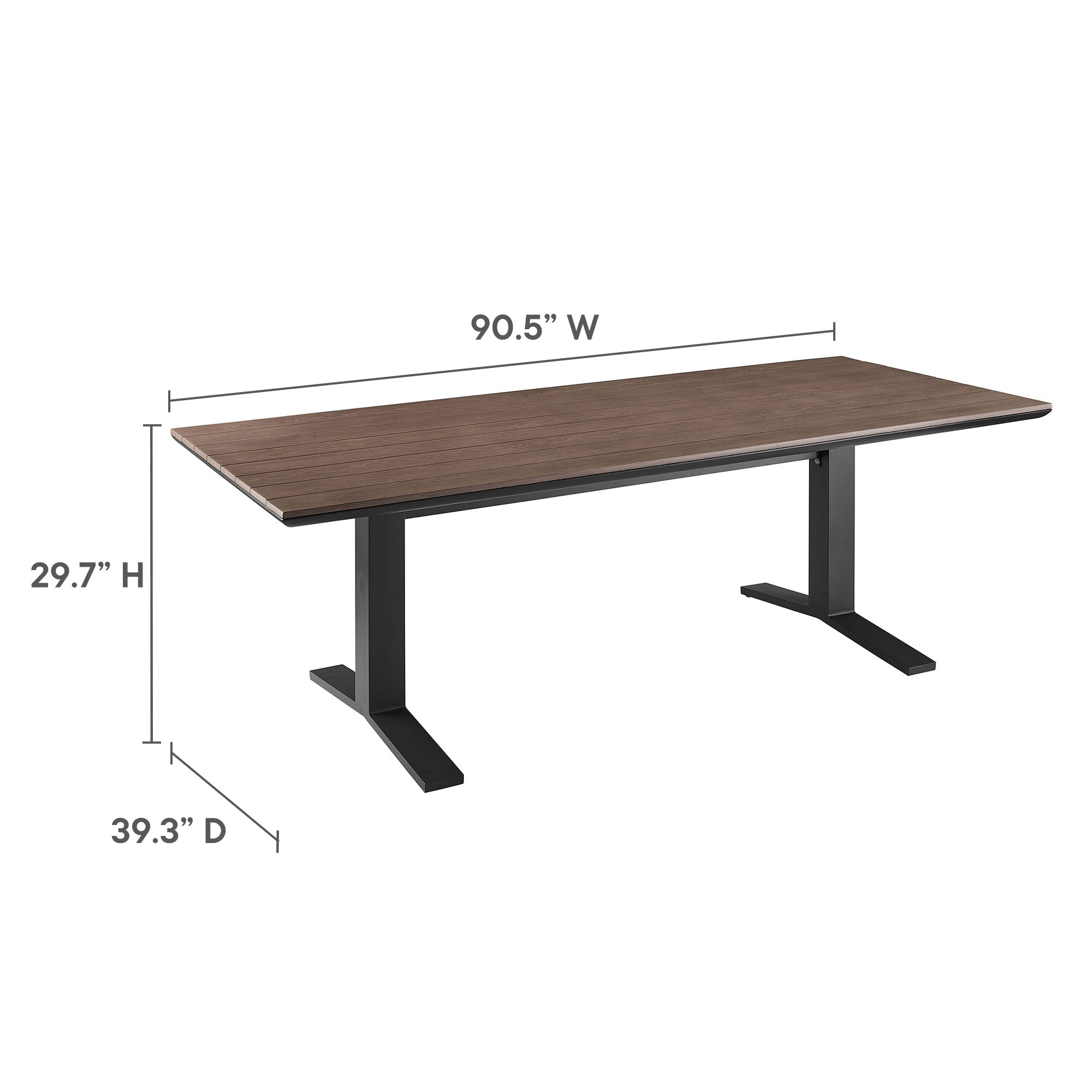 Gavelston 91" Outdoor Patio Aluminum Dining Table, Gray Wash Charcoal Gray