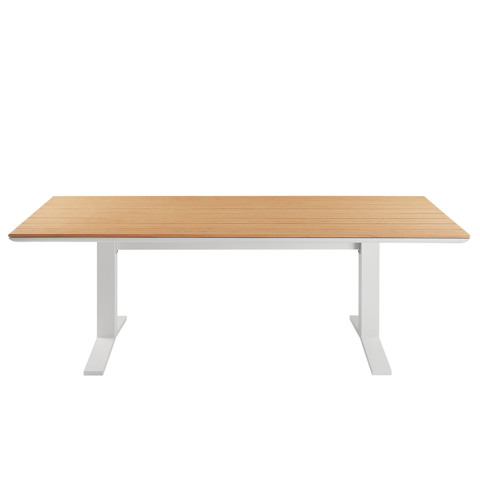 Gavelston 91" Outdoor Patio Aluminum Dining Table, Natural White