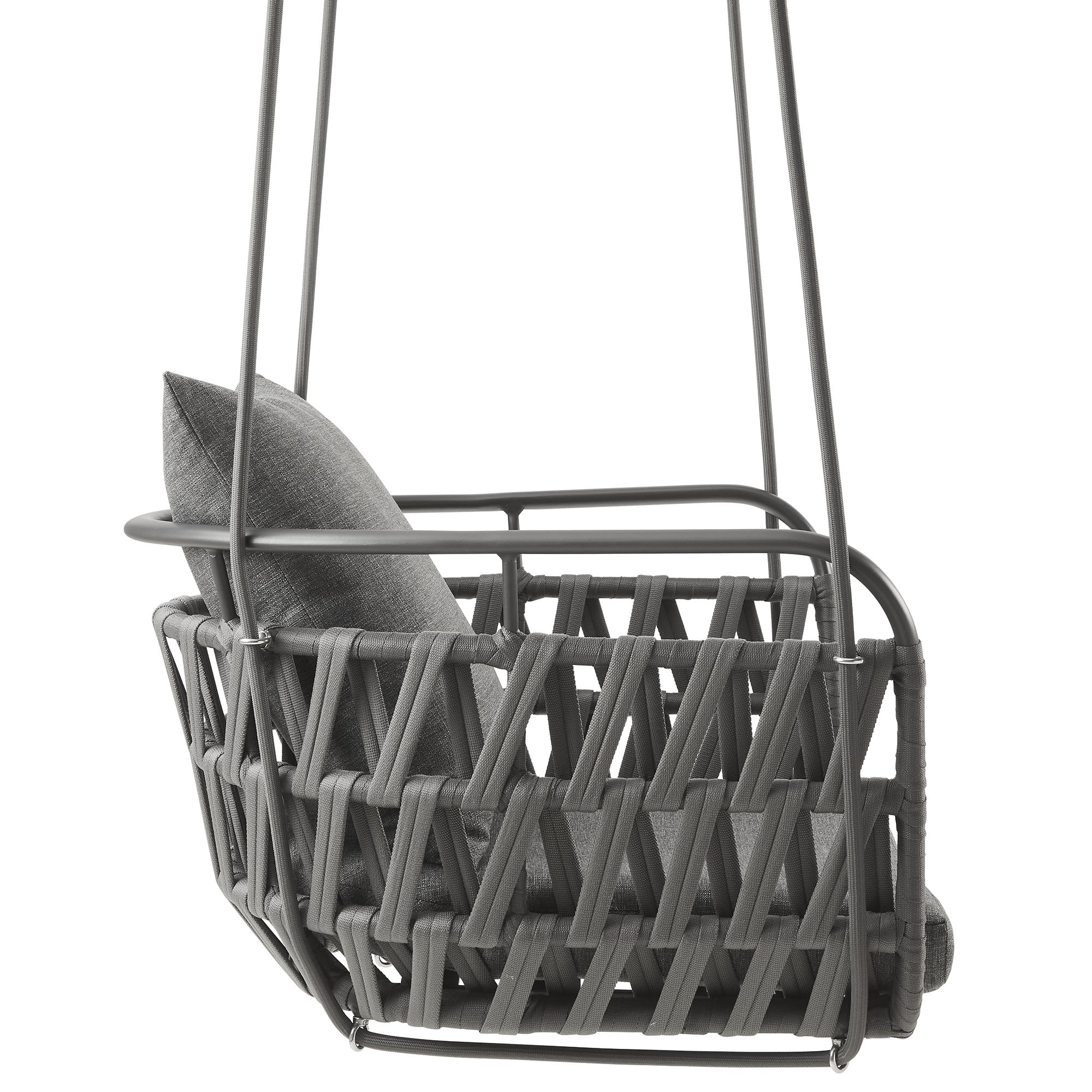 Kaliah Outdoor Patio Aluminum Swing Chair, Charcoal Charcoal