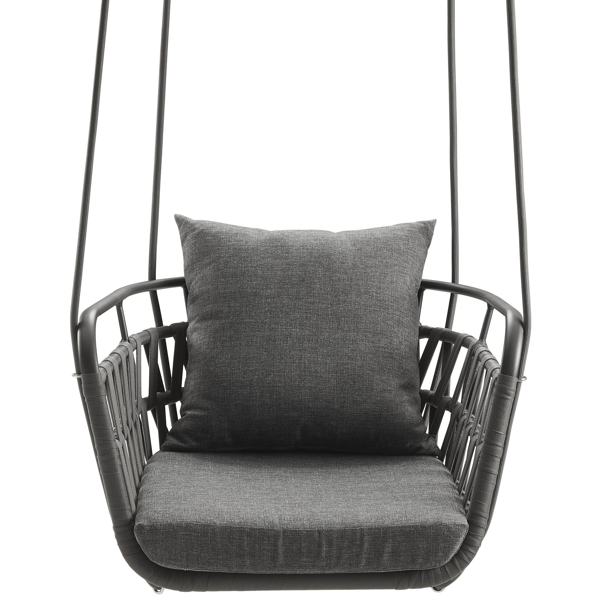Kaliah Outdoor Patio Aluminum Swing Chair, Charcoal Charcoal