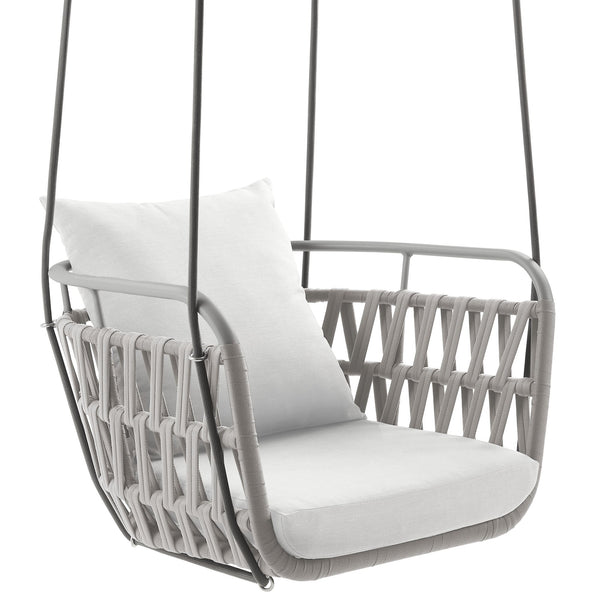 Kaliah Outdoor Patio Aluminum Swing Chair, Light Gray White