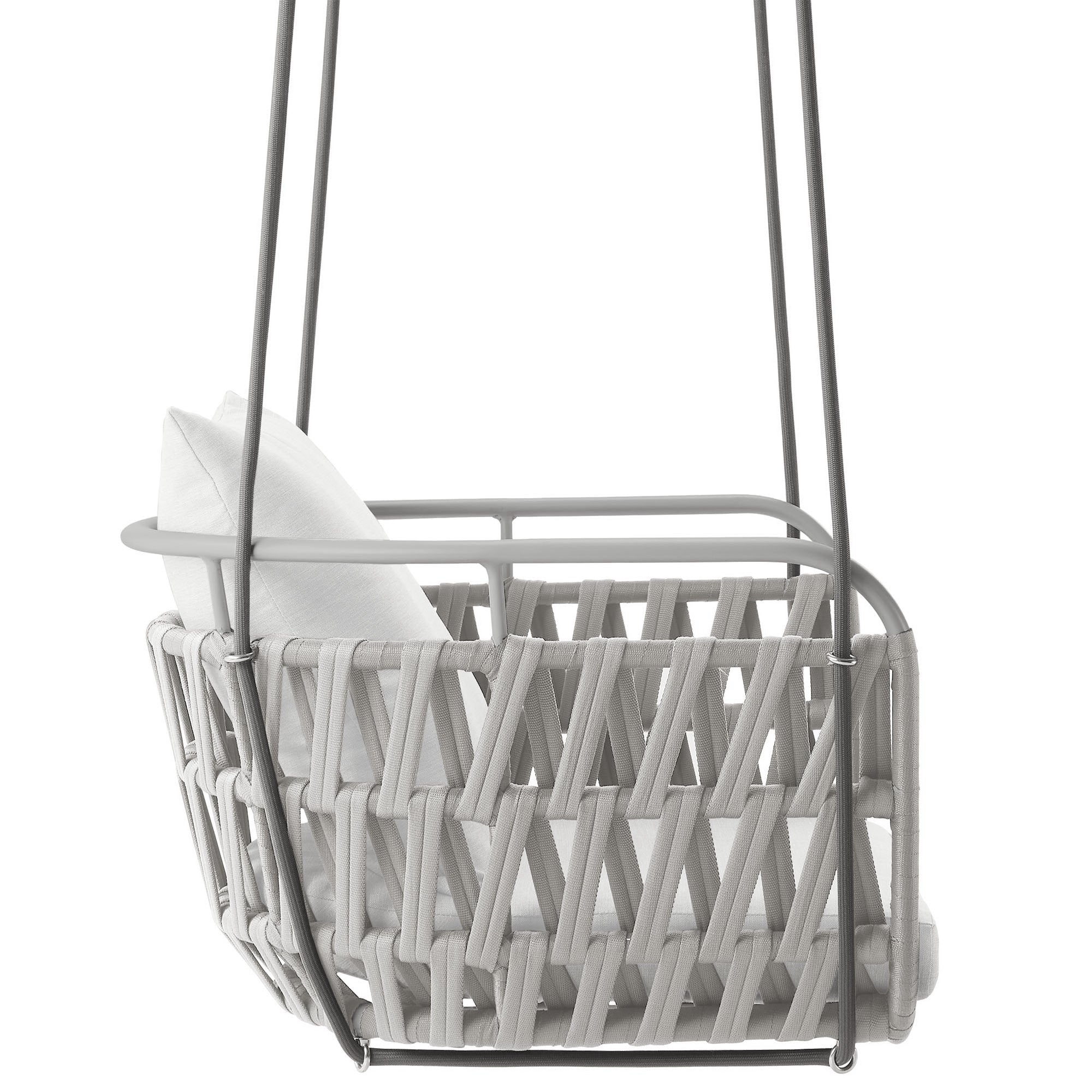 Kaliah Outdoor Patio Aluminum Swing Chair, Light Gray White
