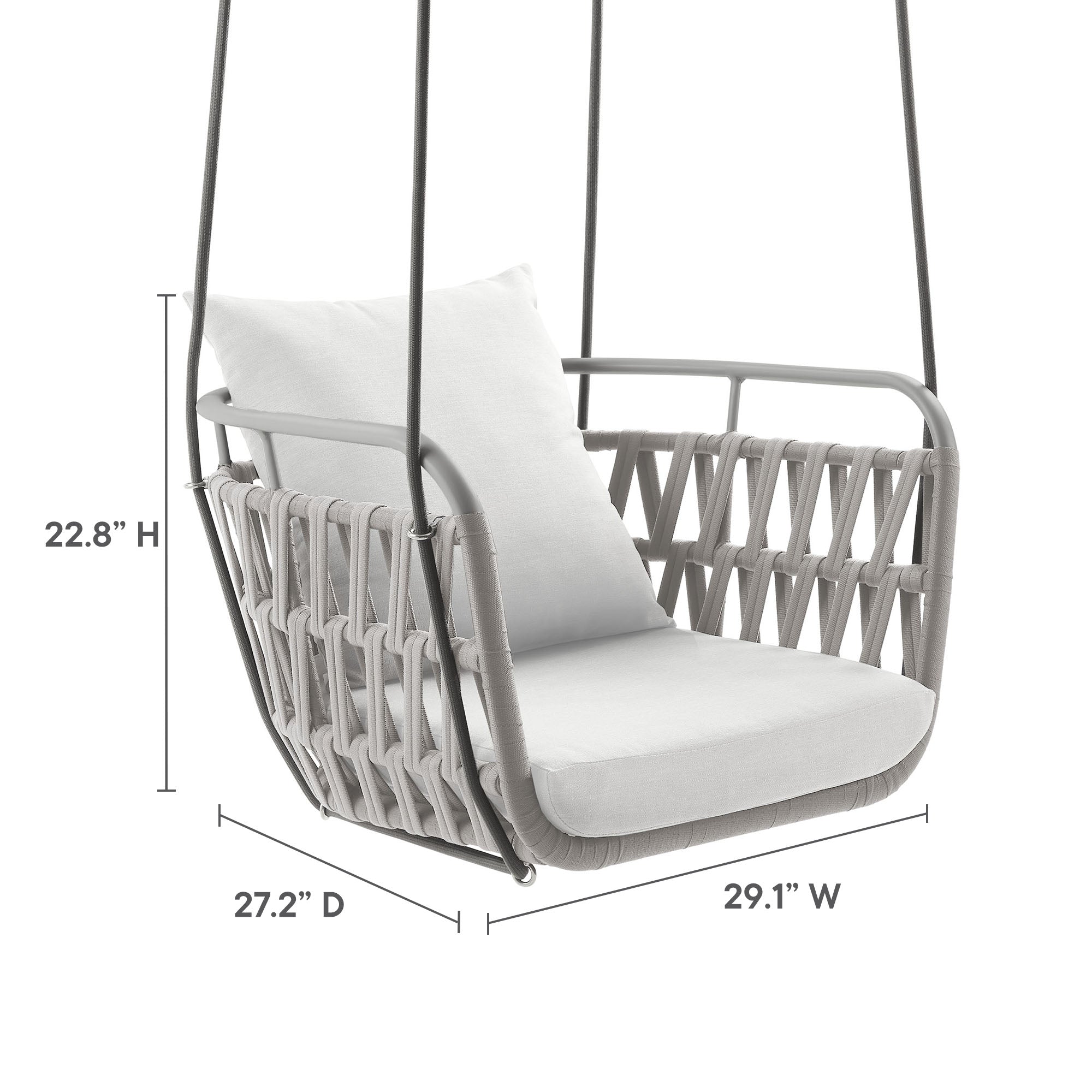 Kaliah Outdoor Patio Aluminum Swing Chair, Light Gray White