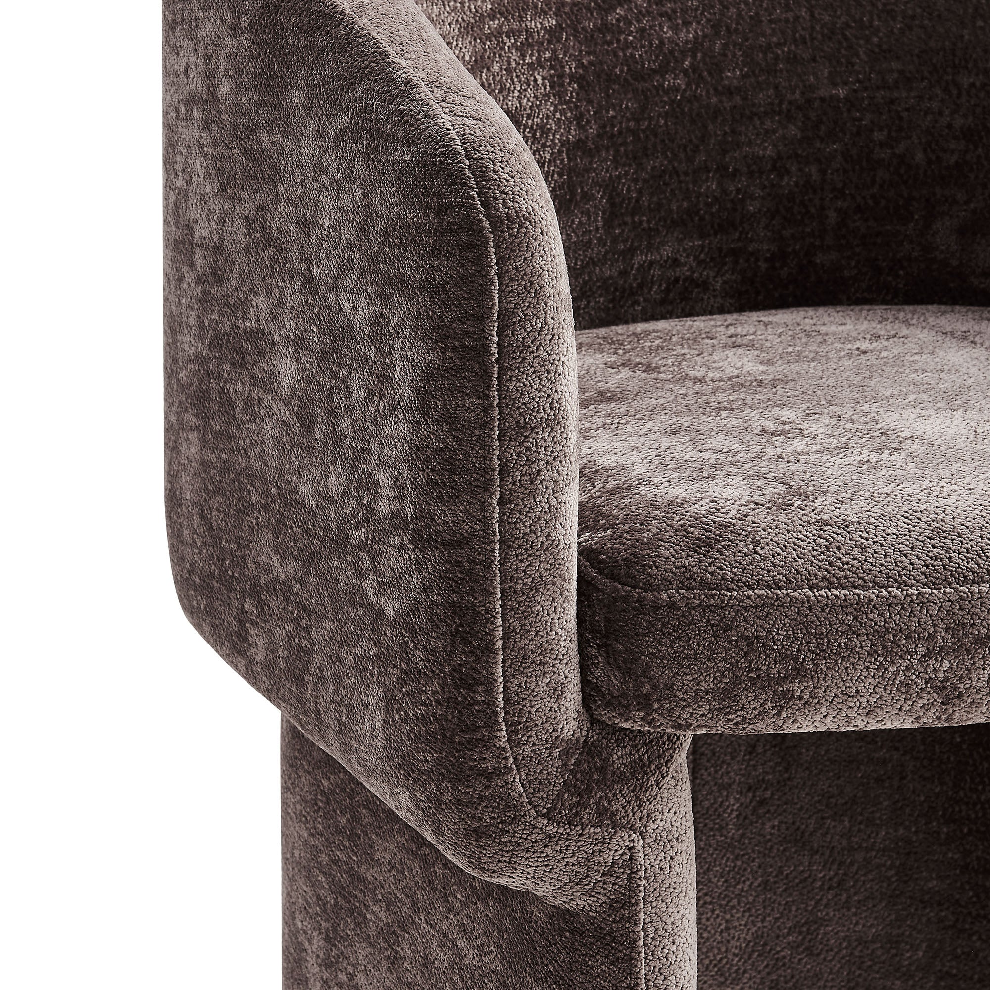 Verity Barrel Back Chenille Dining Armchair, Chocolate Brown