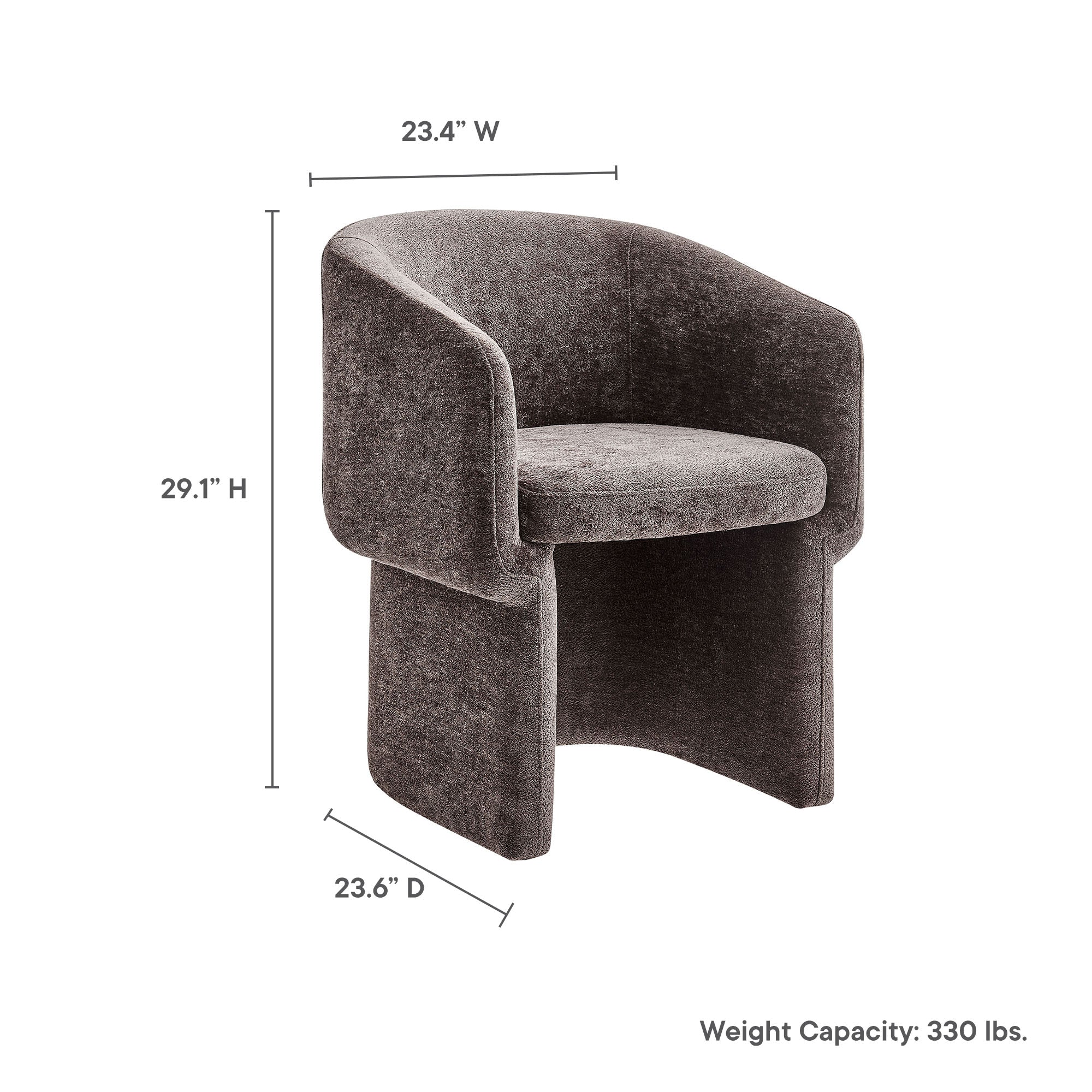 Verity Barrel Back Chenille Dining Armchair, Chocolate Brown