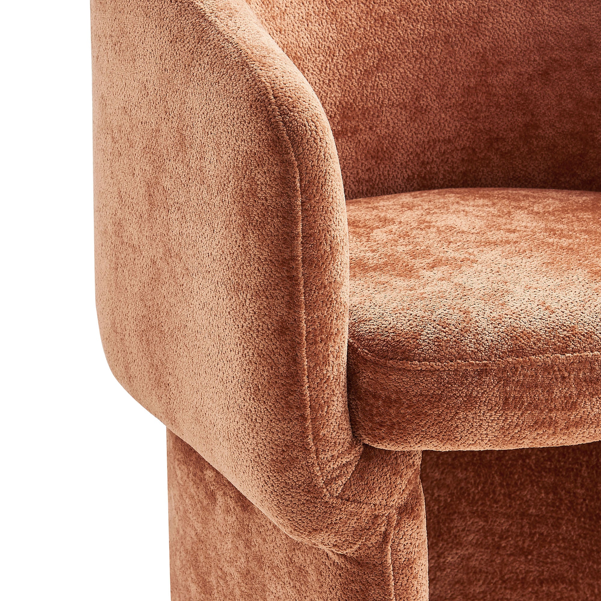Verity Barrel Back Chenille Dining Armchair, Rust