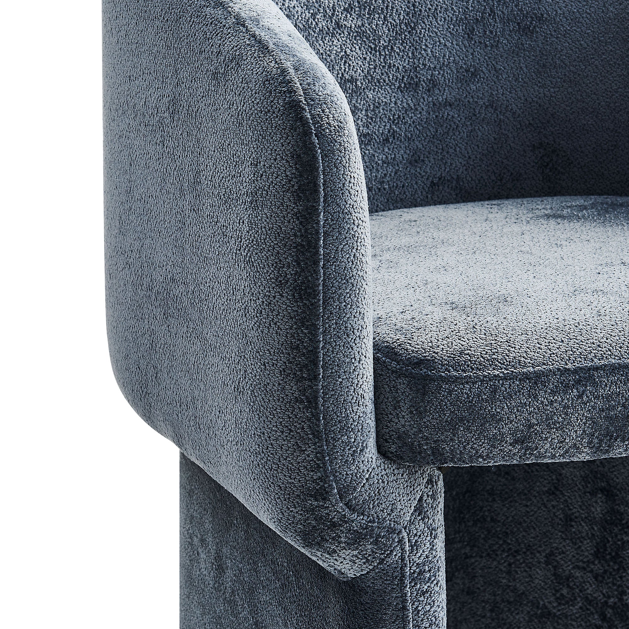 Verity Barrel Back Chenille Dining Armchair, Slate Blue