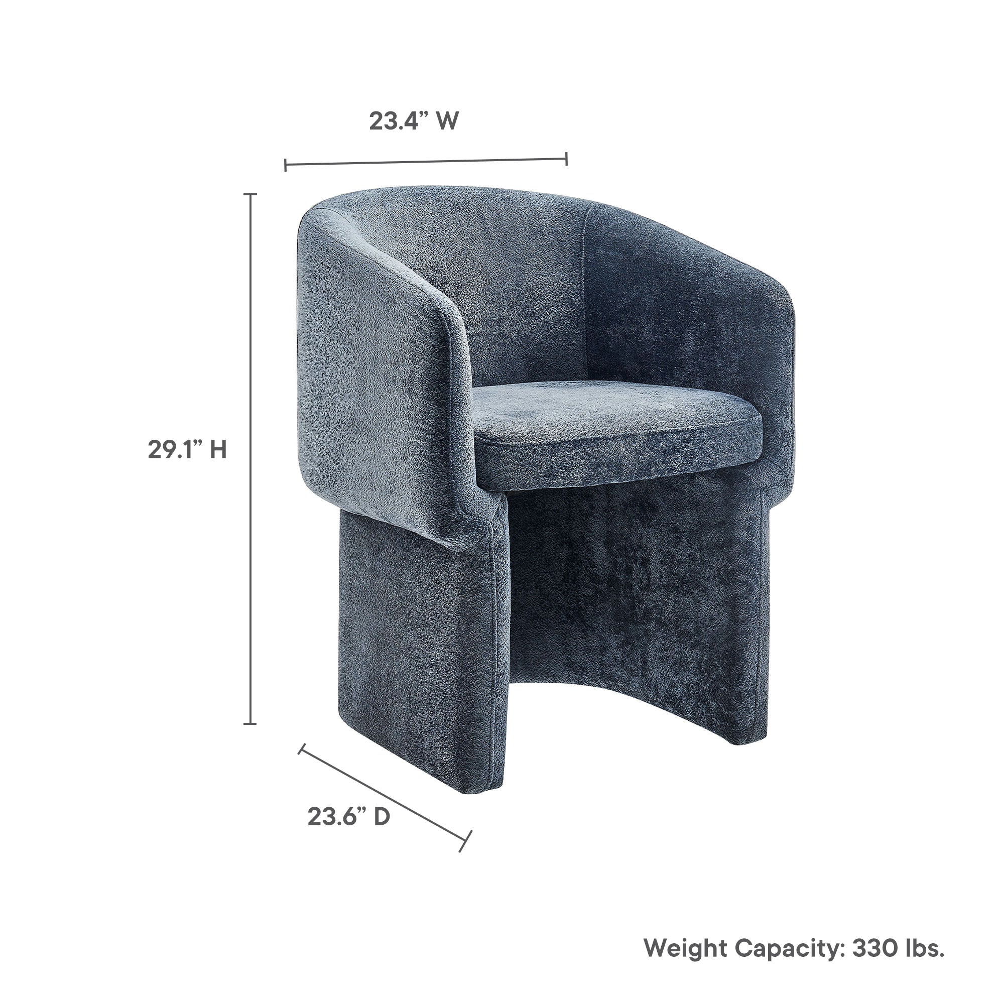 Verity Barrel Back Chenille Dining Armchair, Slate Blue