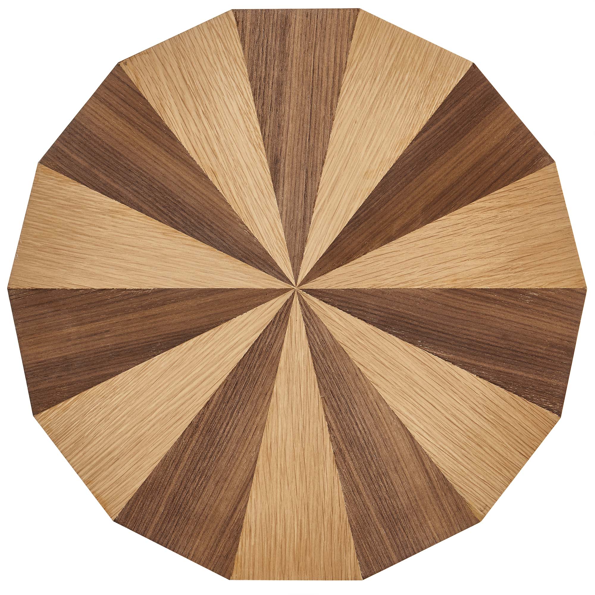 Twirl Two-Toned Wood Veneer Side Table, Oak Walnut