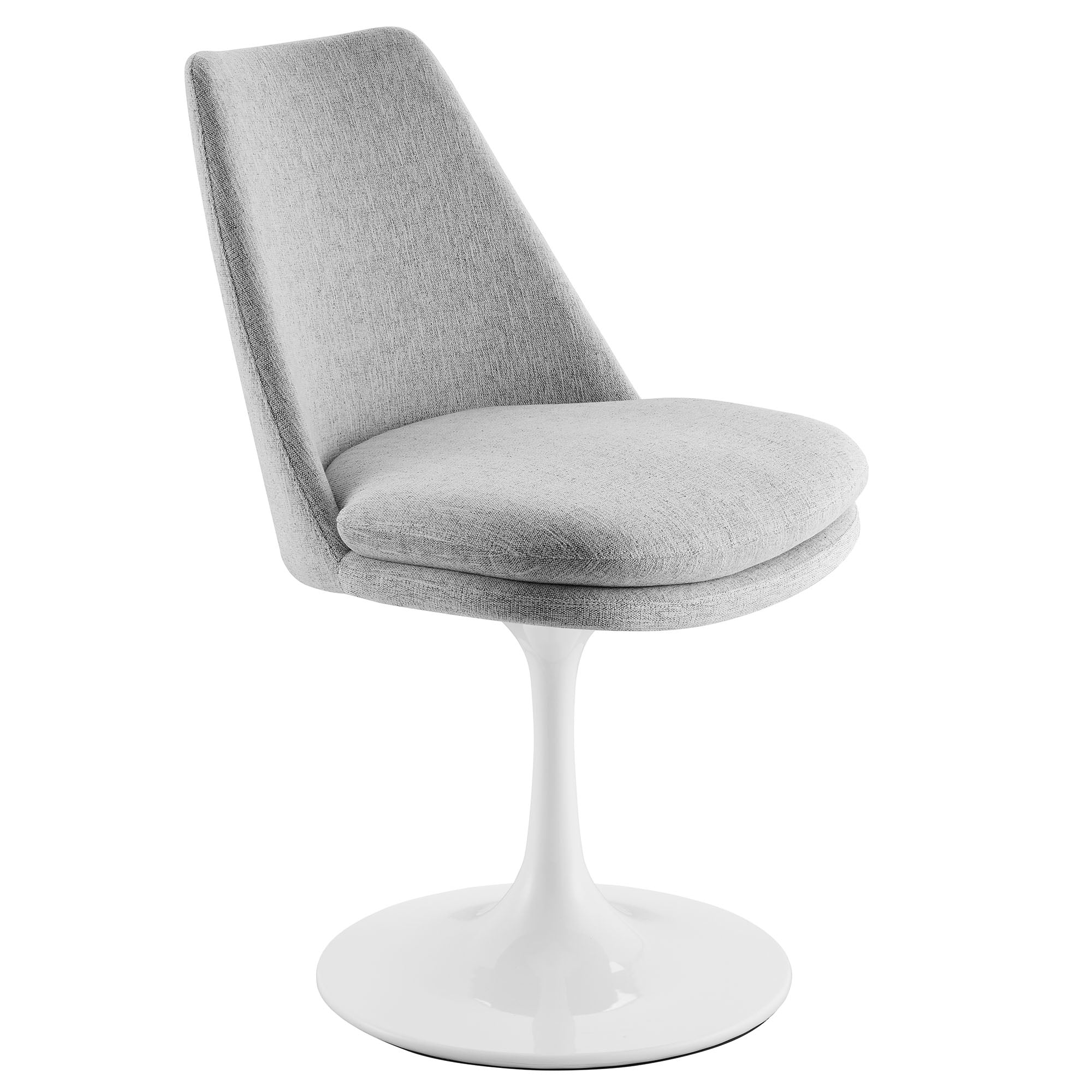 Lippa Swivel Dining Upholstered Side Chair, White Light Gray