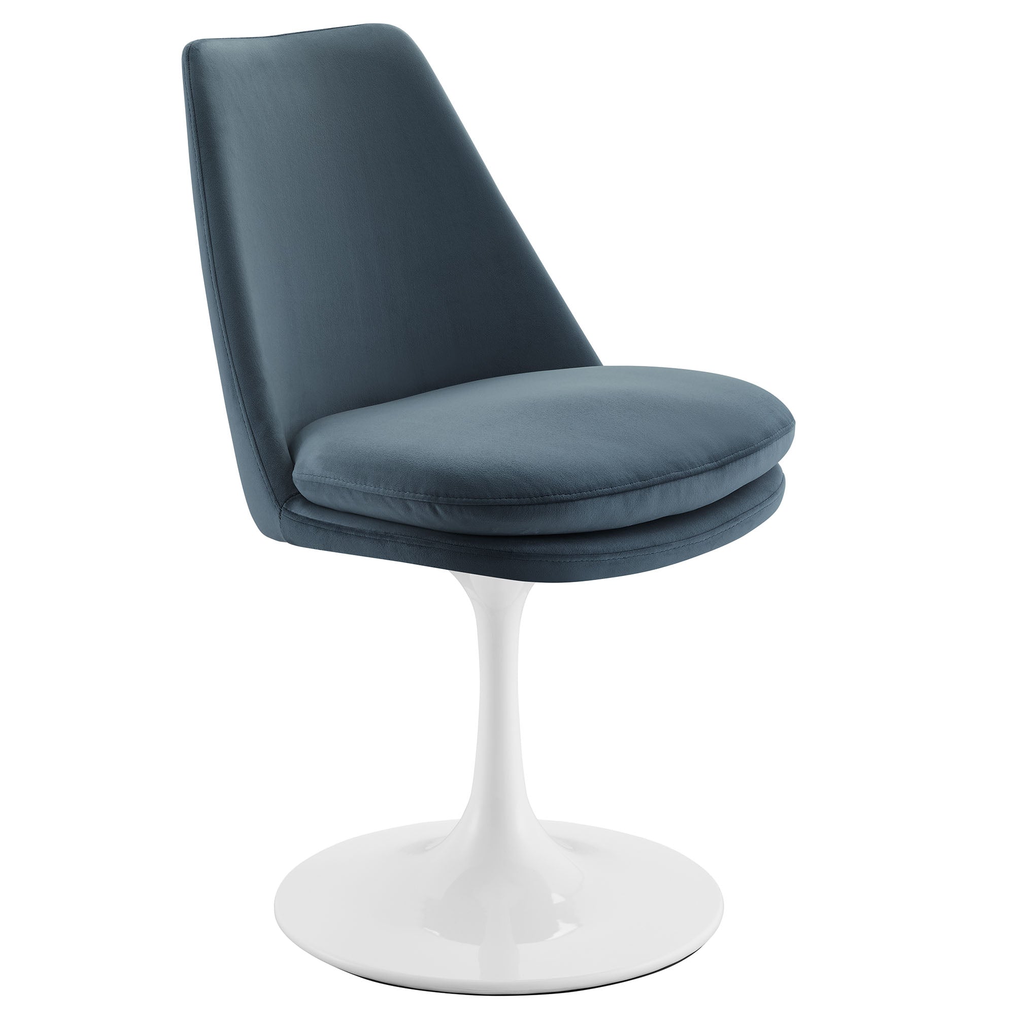 Lippa Swivel Dining Performance Velvet Side Chair, White Cadet Blue