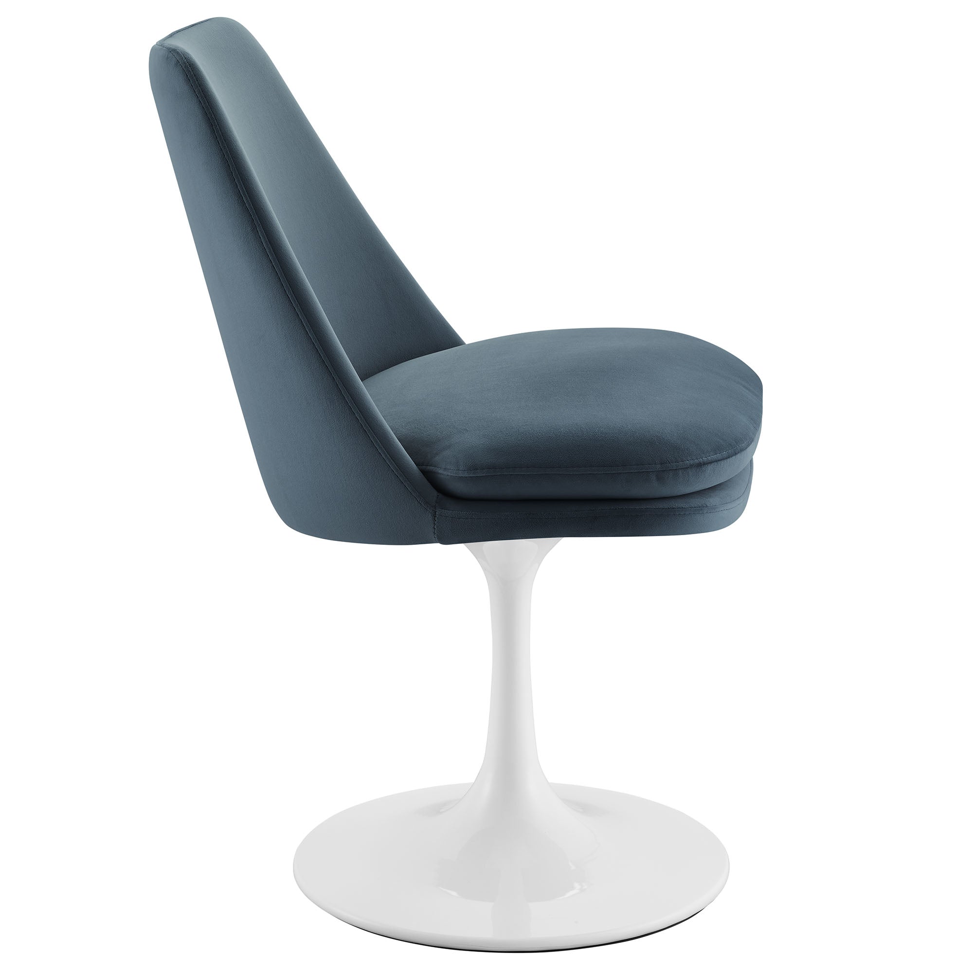 Lippa Swivel Dining Performance Velvet Side Chair, White Cadet Blue