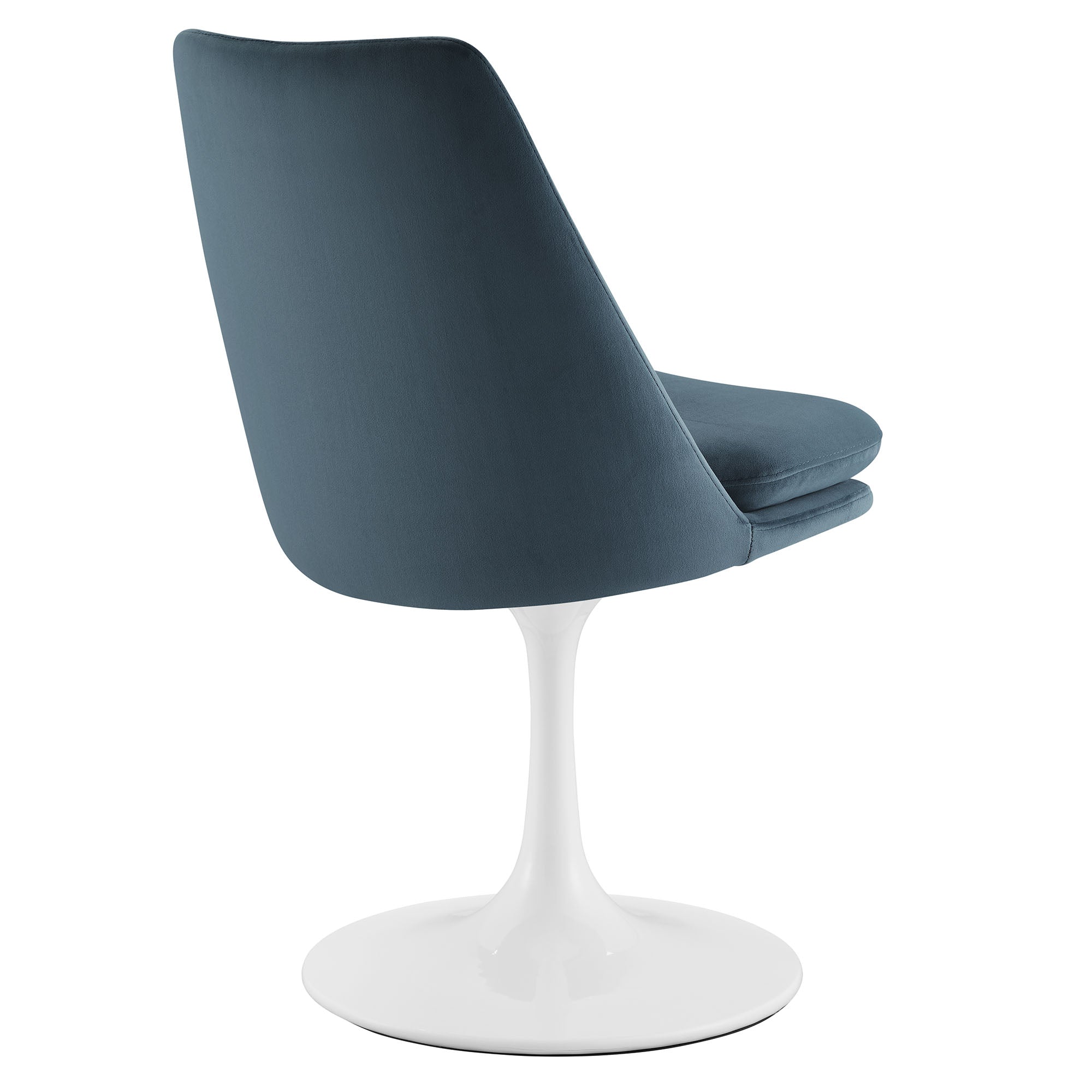 Lippa Swivel Dining Performance Velvet Side Chair, White Cadet Blue