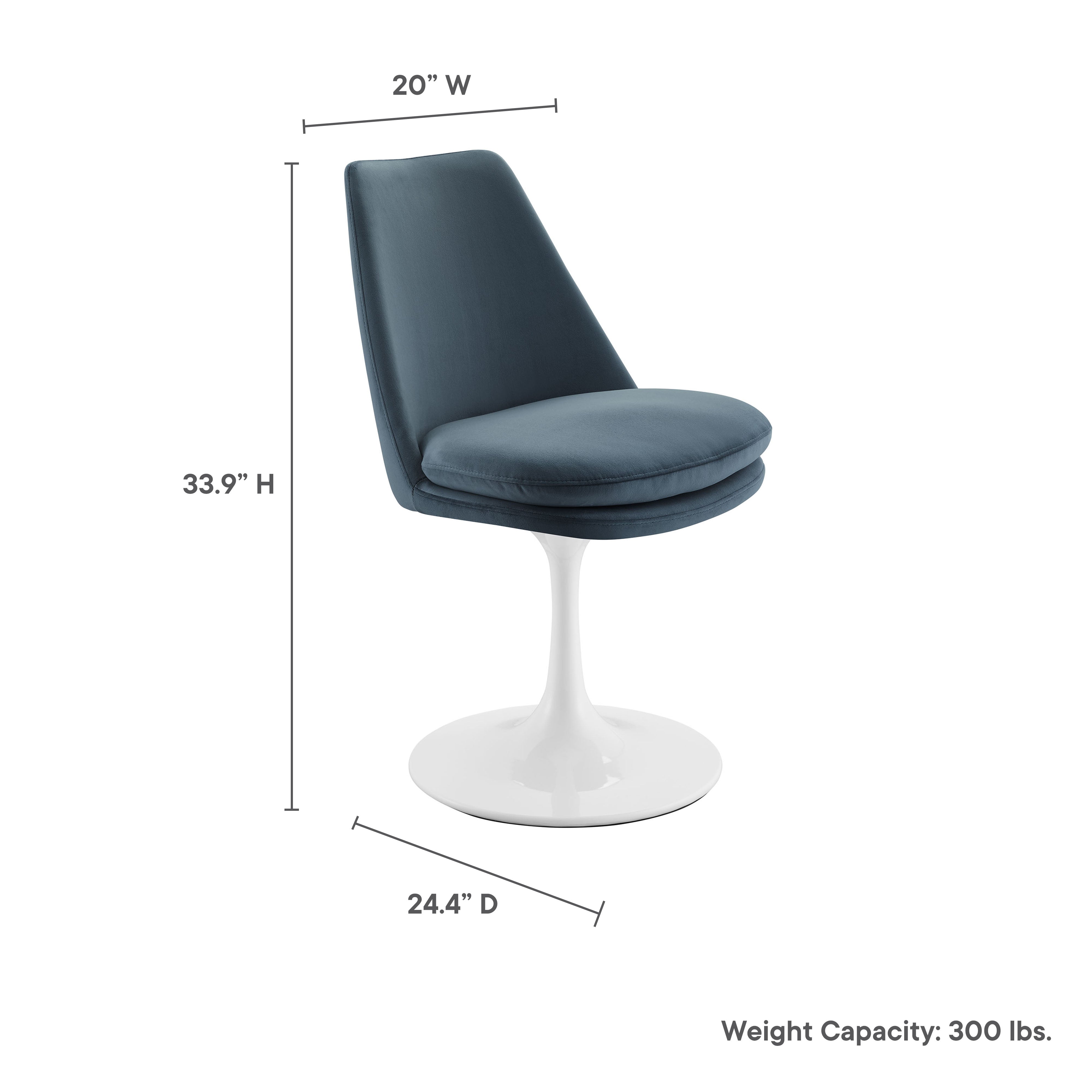 Lippa Swivel Dining Performance Velvet Side Chair, White Cadet Blue