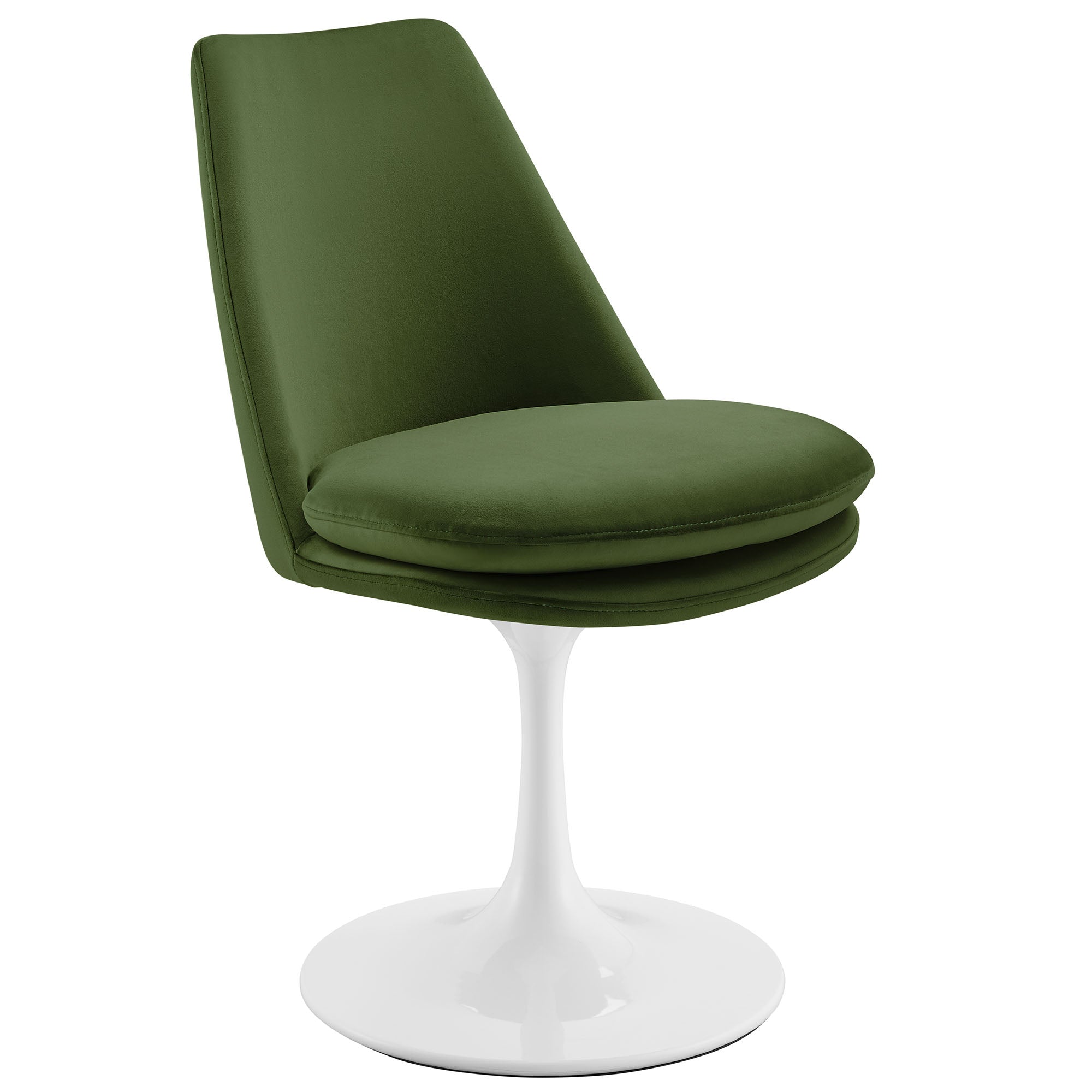 Lippa Swivel Dining Performance Velvet Side Chair, White Moss Green