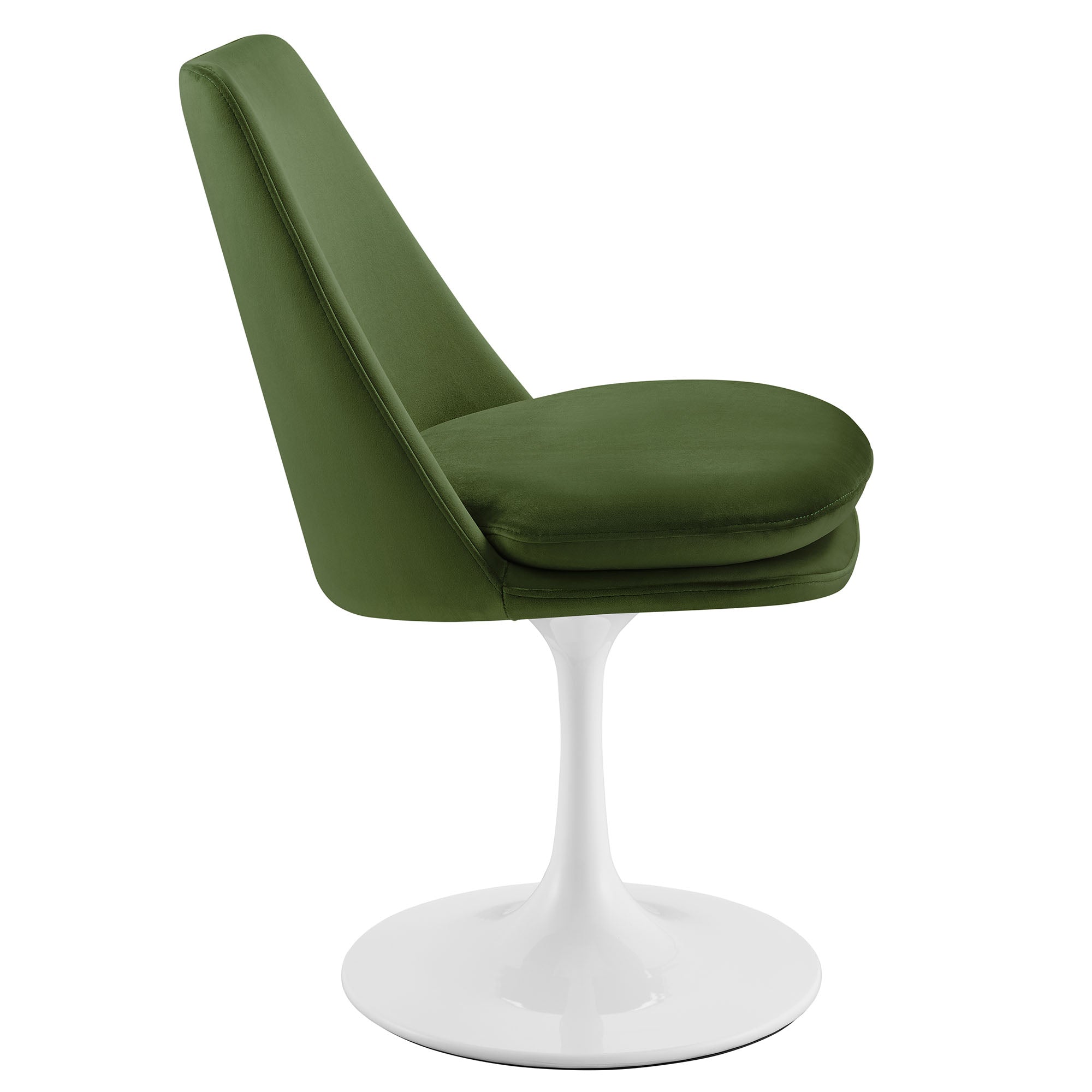 Lippa Swivel Dining Performance Velvet Side Chair, White Moss Green
