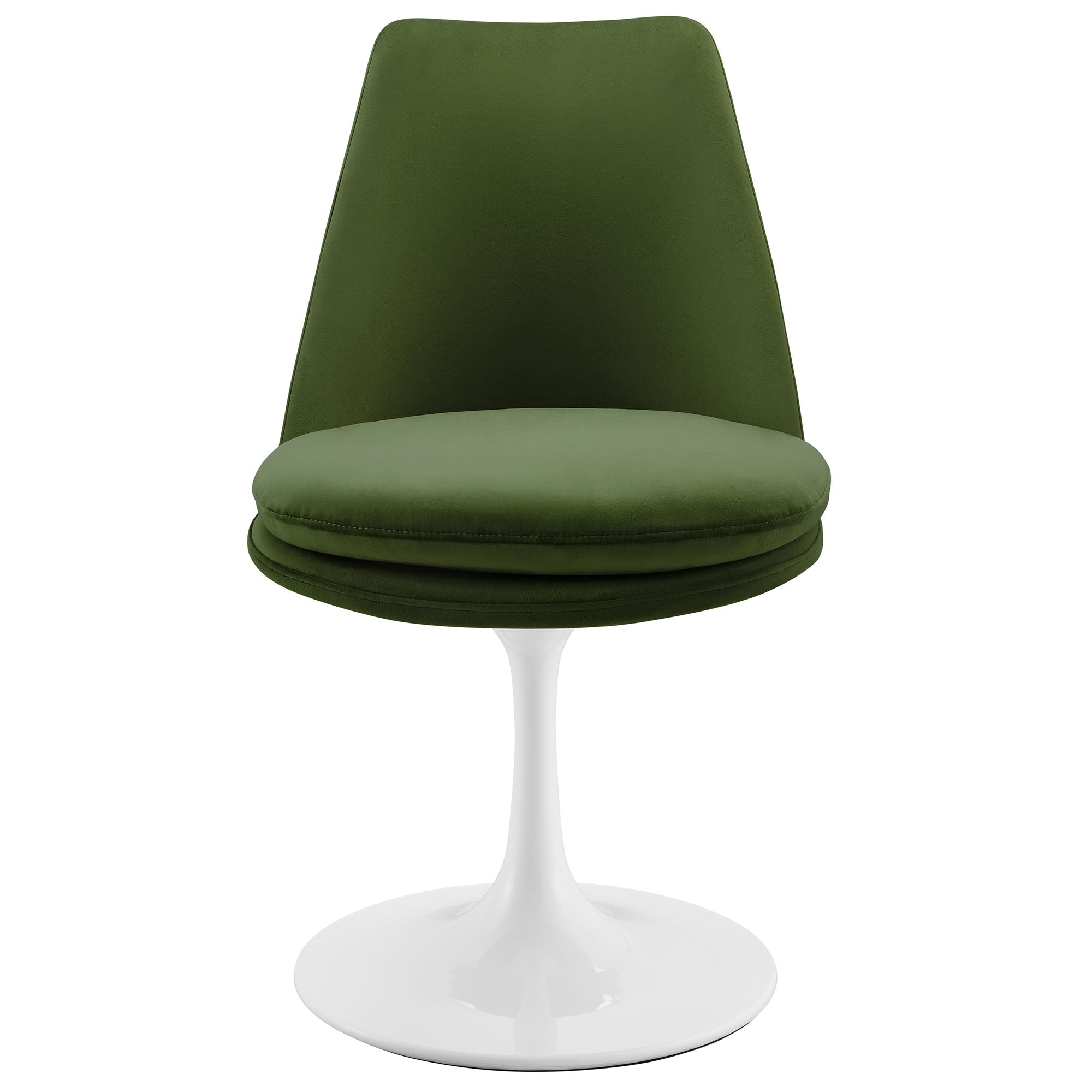 Lippa Swivel Dining Performance Velvet Side Chair, White Moss Green