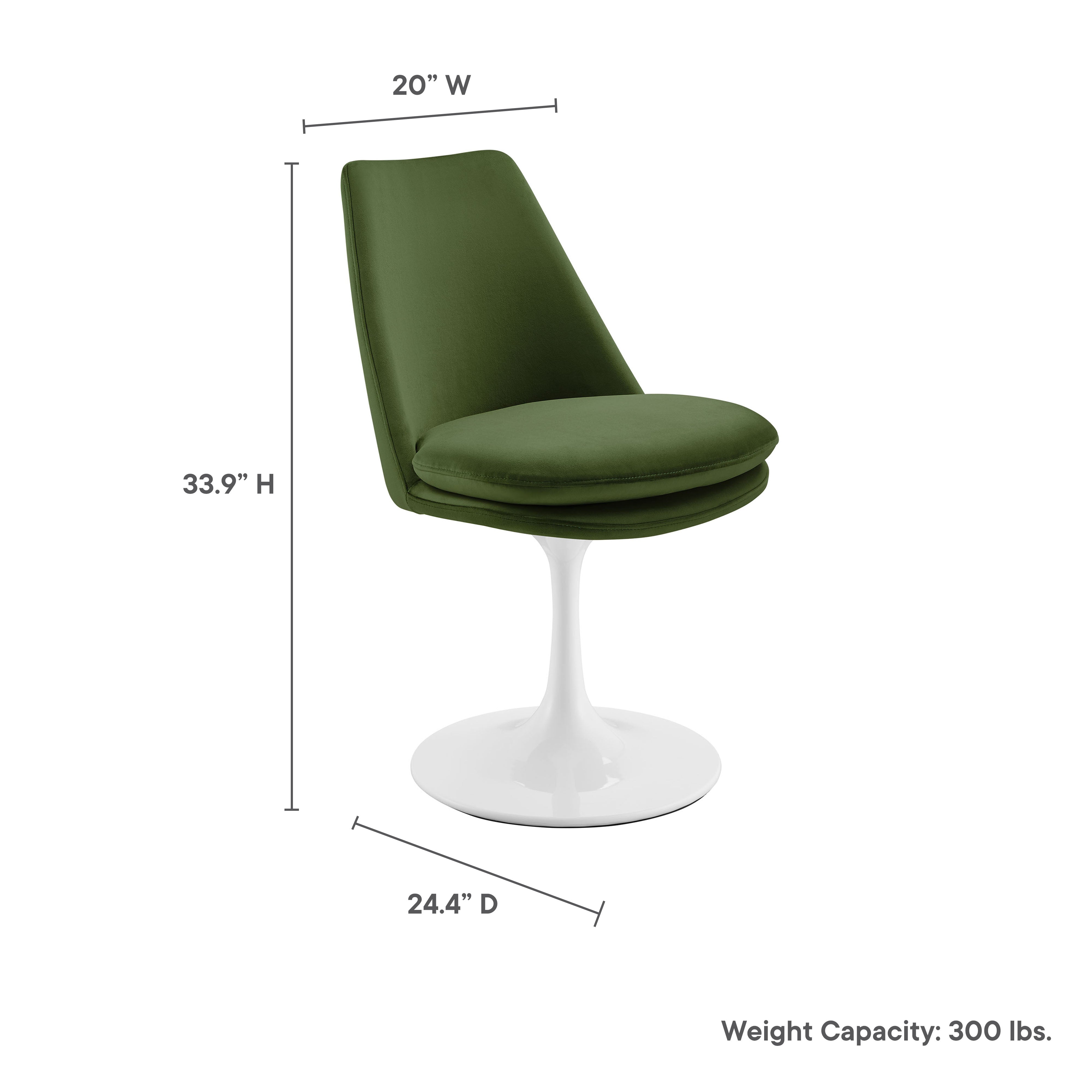 Lippa Swivel Dining Performance Velvet Side Chair, White Moss Green