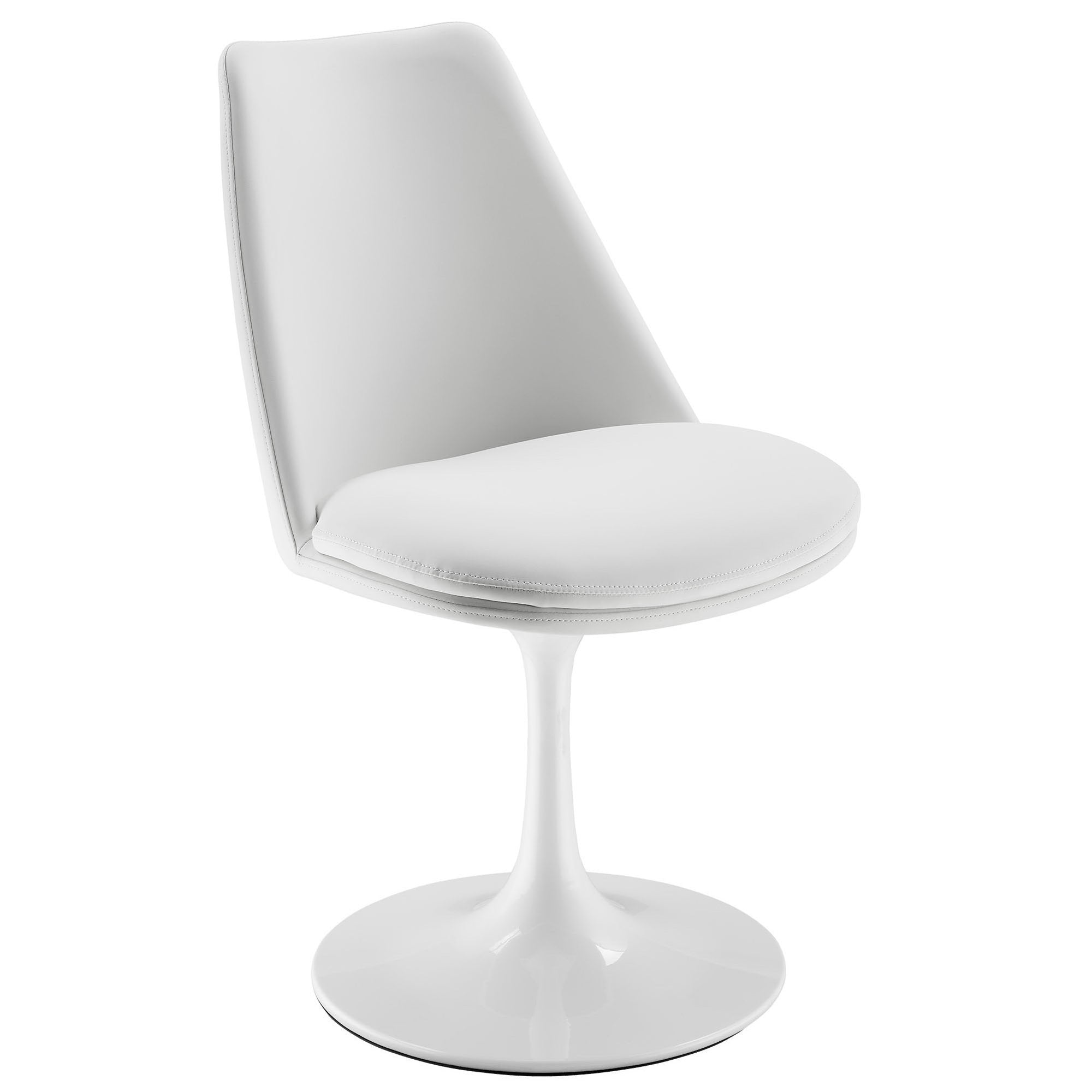 Lippa Swivel Dining Vegan Leather Side Chair, White White