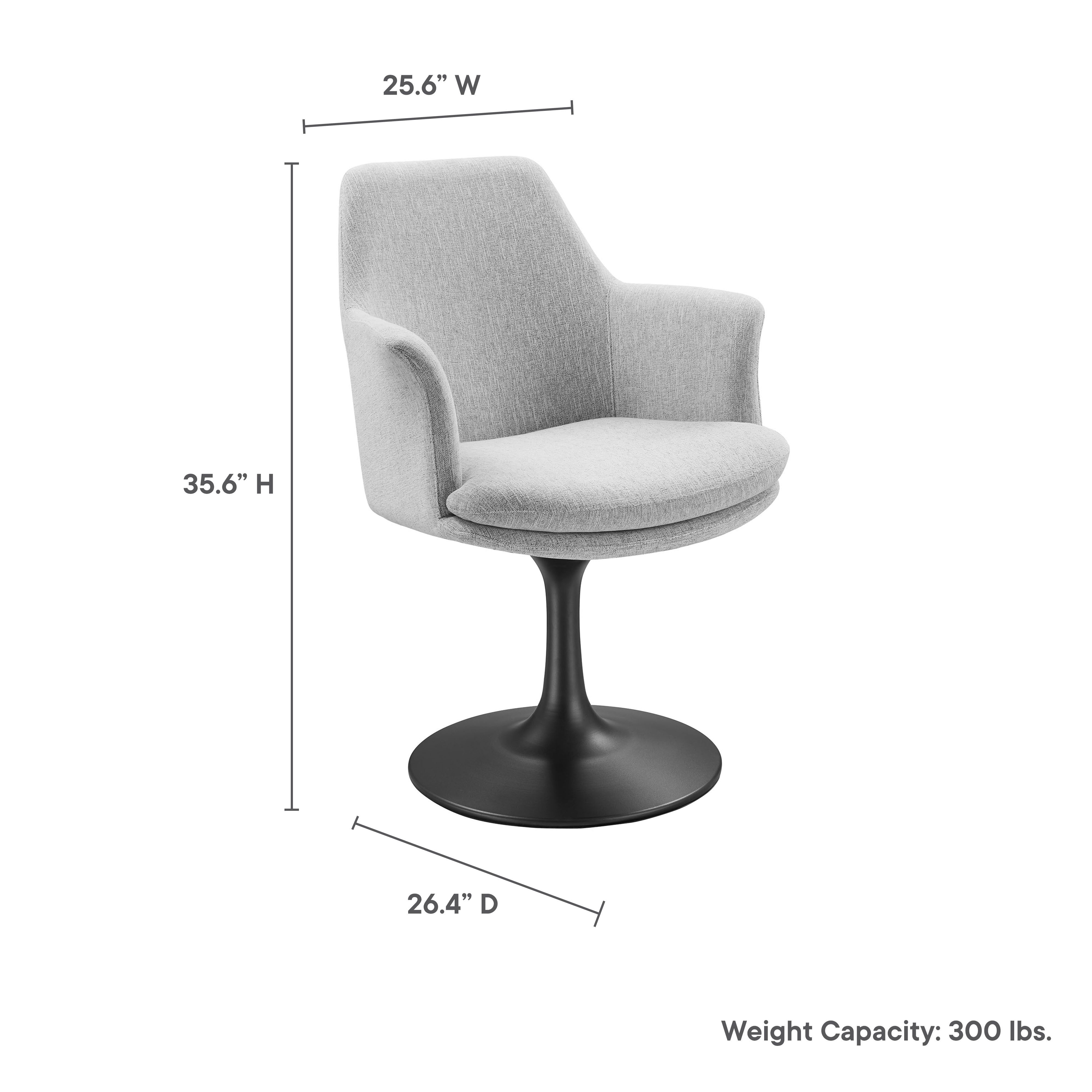Lippa Swivel Dining Upholstered Armchair, Black Light Gray