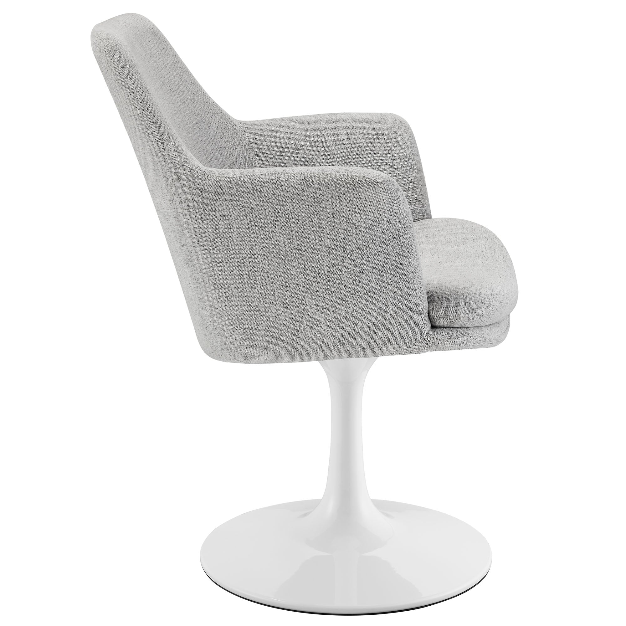 Lippa Swivel Dining Upholstered Armchair, White Light Gray
