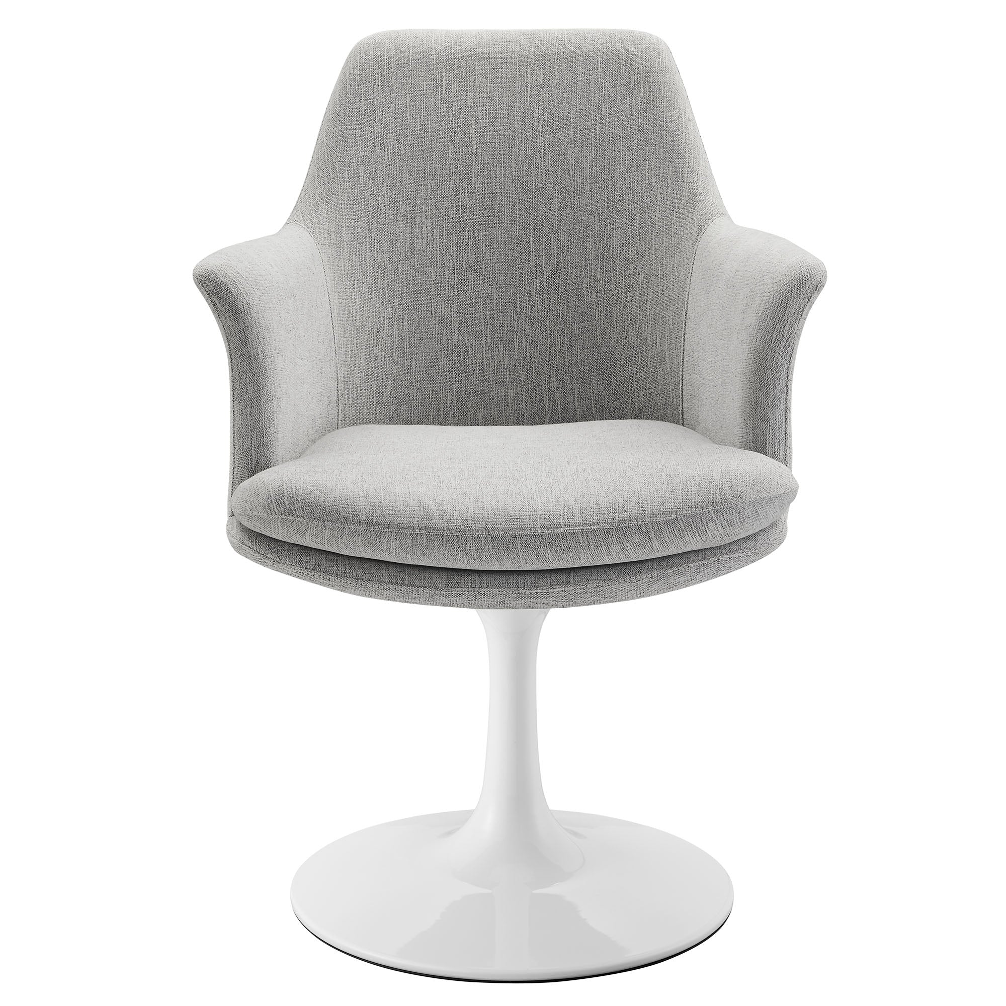 Lippa Swivel Dining Upholstered Armchair, White Light Gray