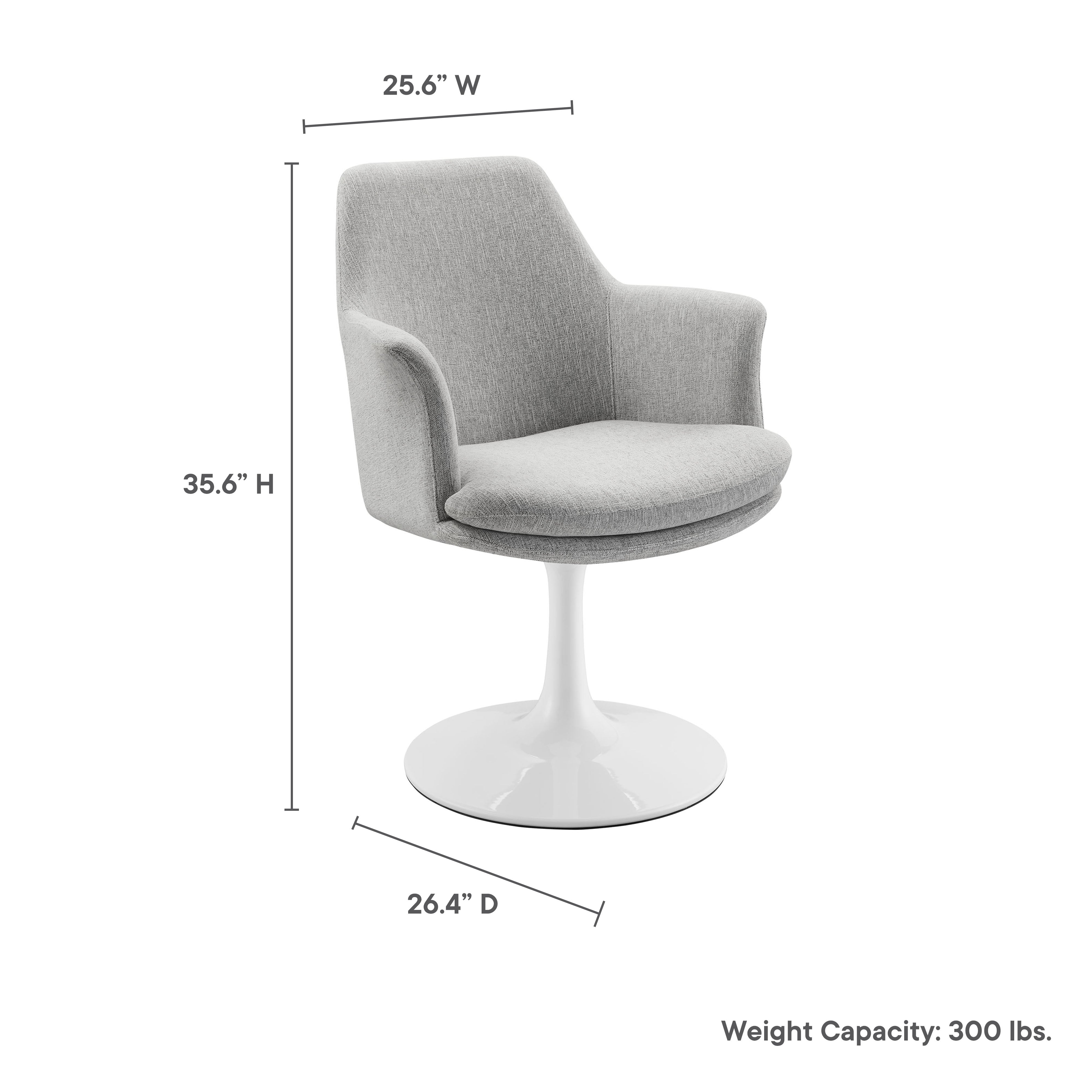 Lippa Swivel Dining Upholstered Armchair, White Light Gray
