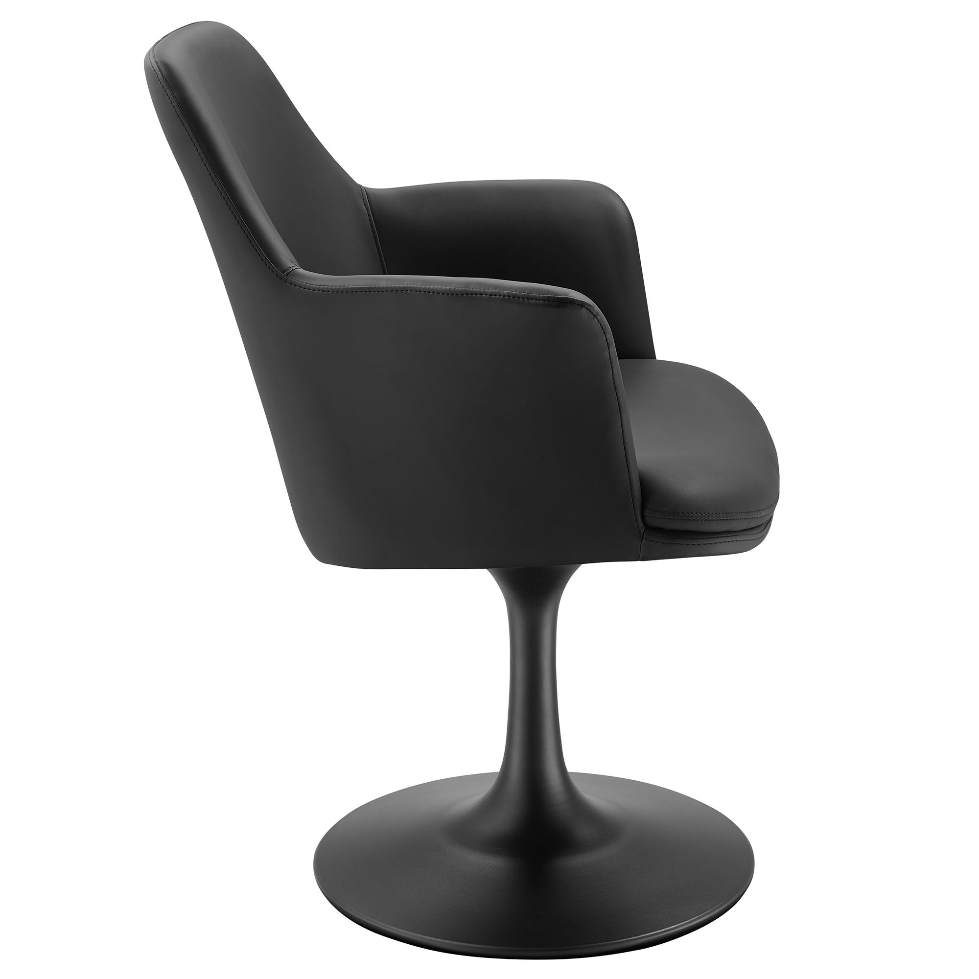 Lippa Swivel Dining Vegan Leather Armchair, Black Black