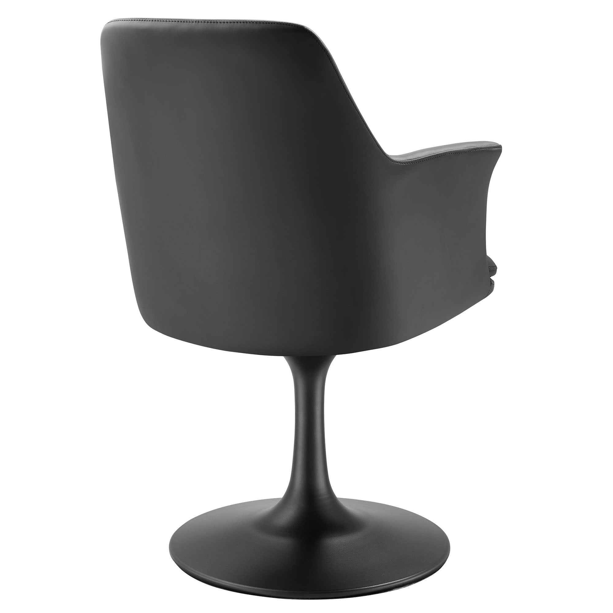 Lippa Swivel Dining Vegan Leather Armchair, Black Black