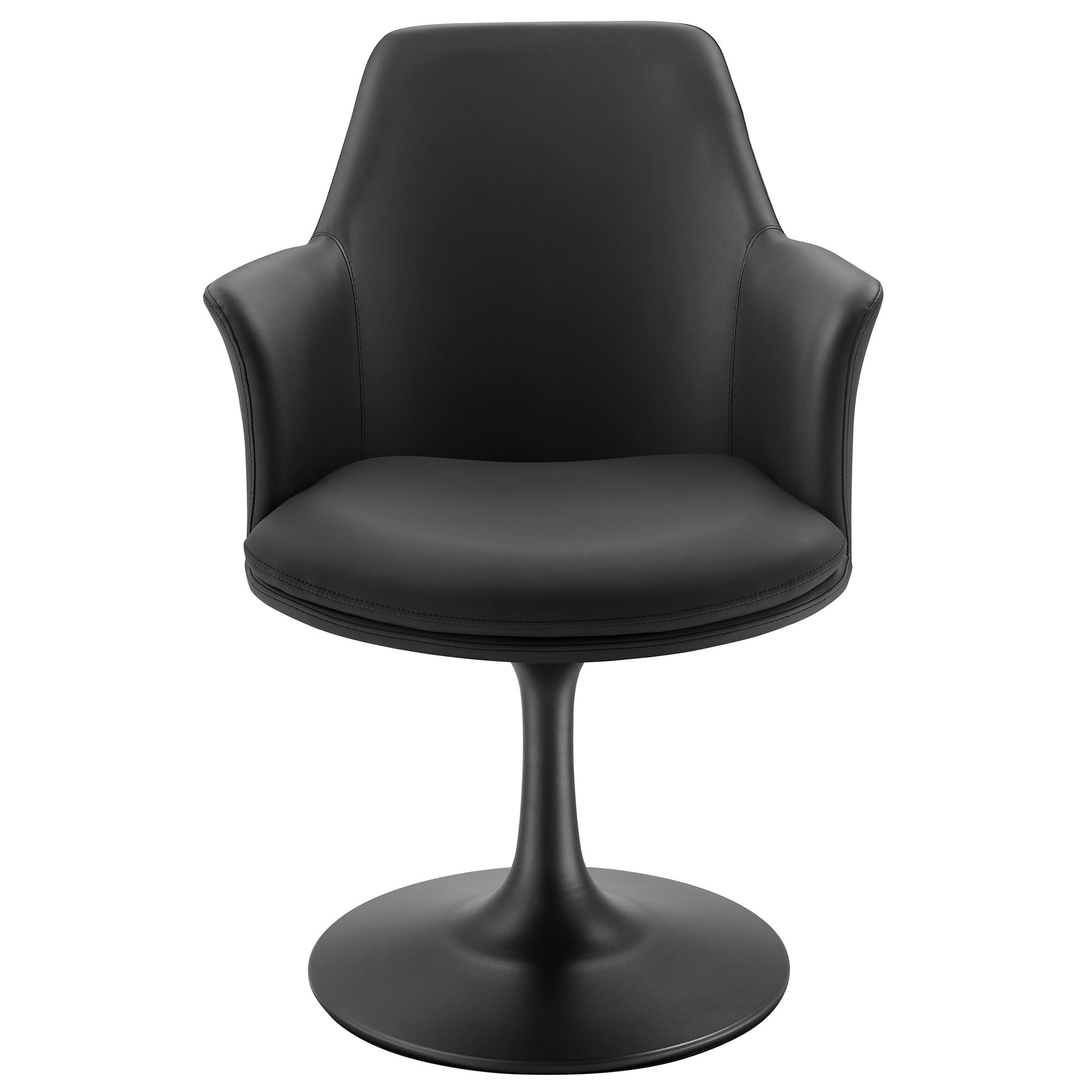 Lippa Swivel Dining Vegan Leather Armchair, Black Black