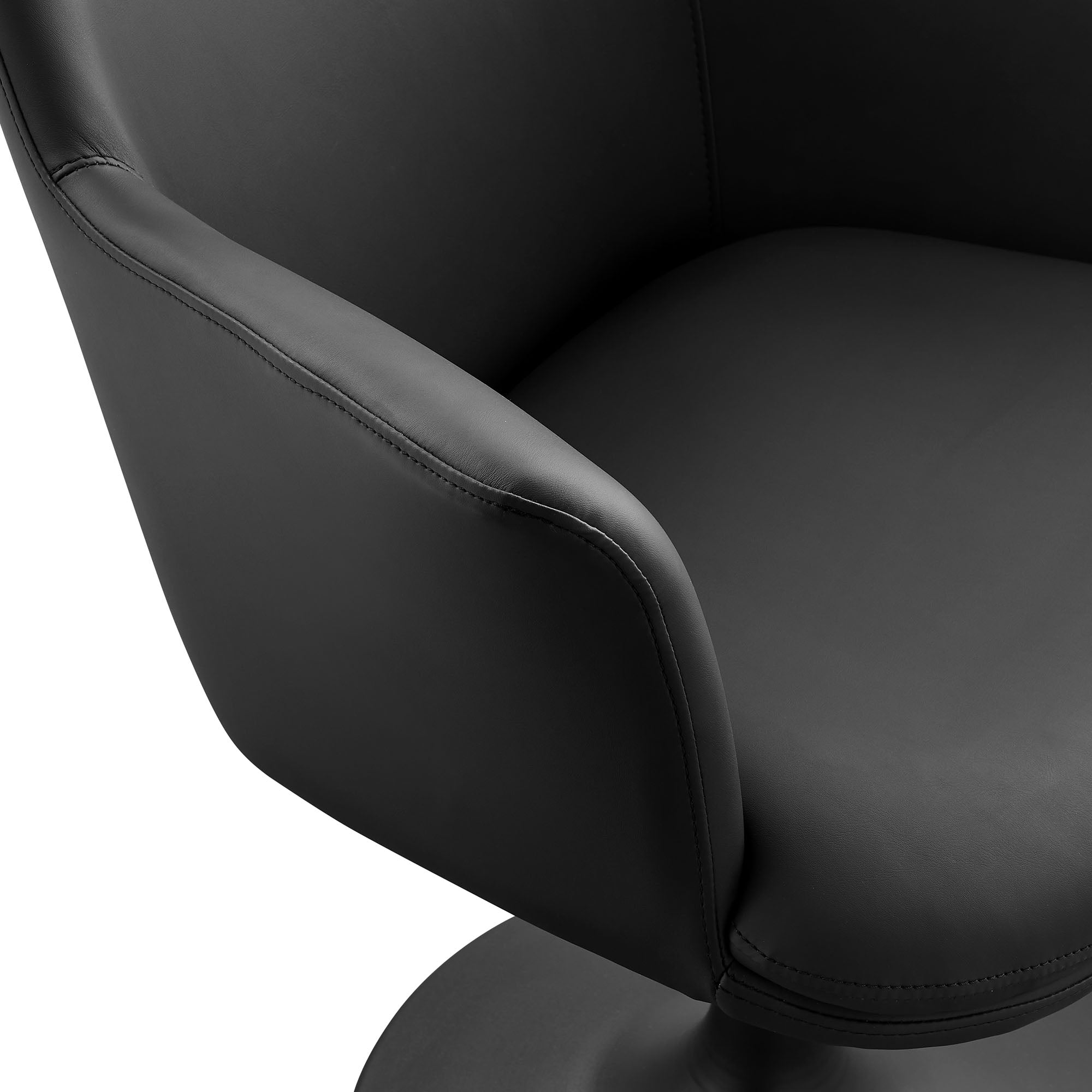 Lippa Swivel Dining Vegan Leather Armchair, Black Black