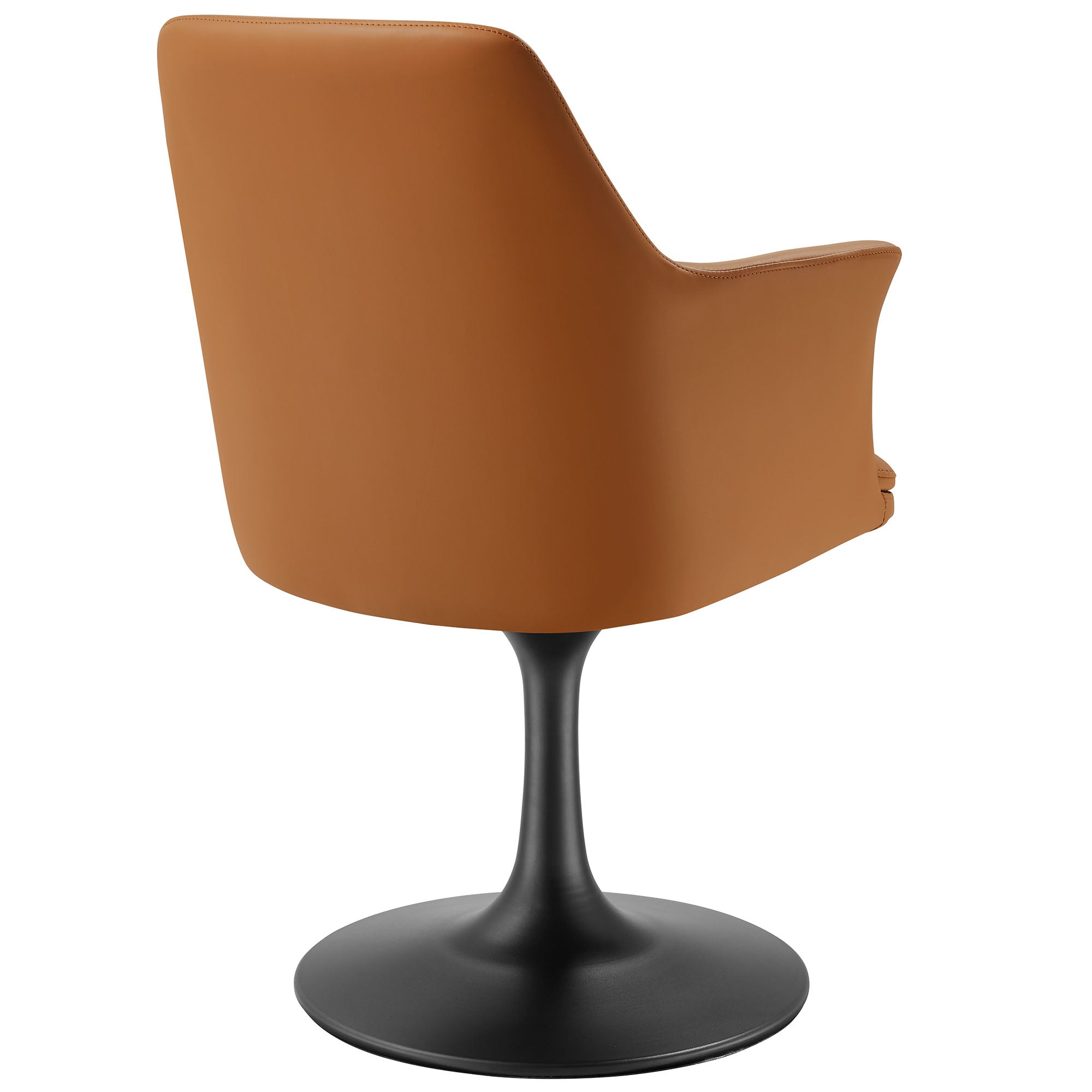 Lippa Swivel Dining Vegan Leather Armchair, Black Tan