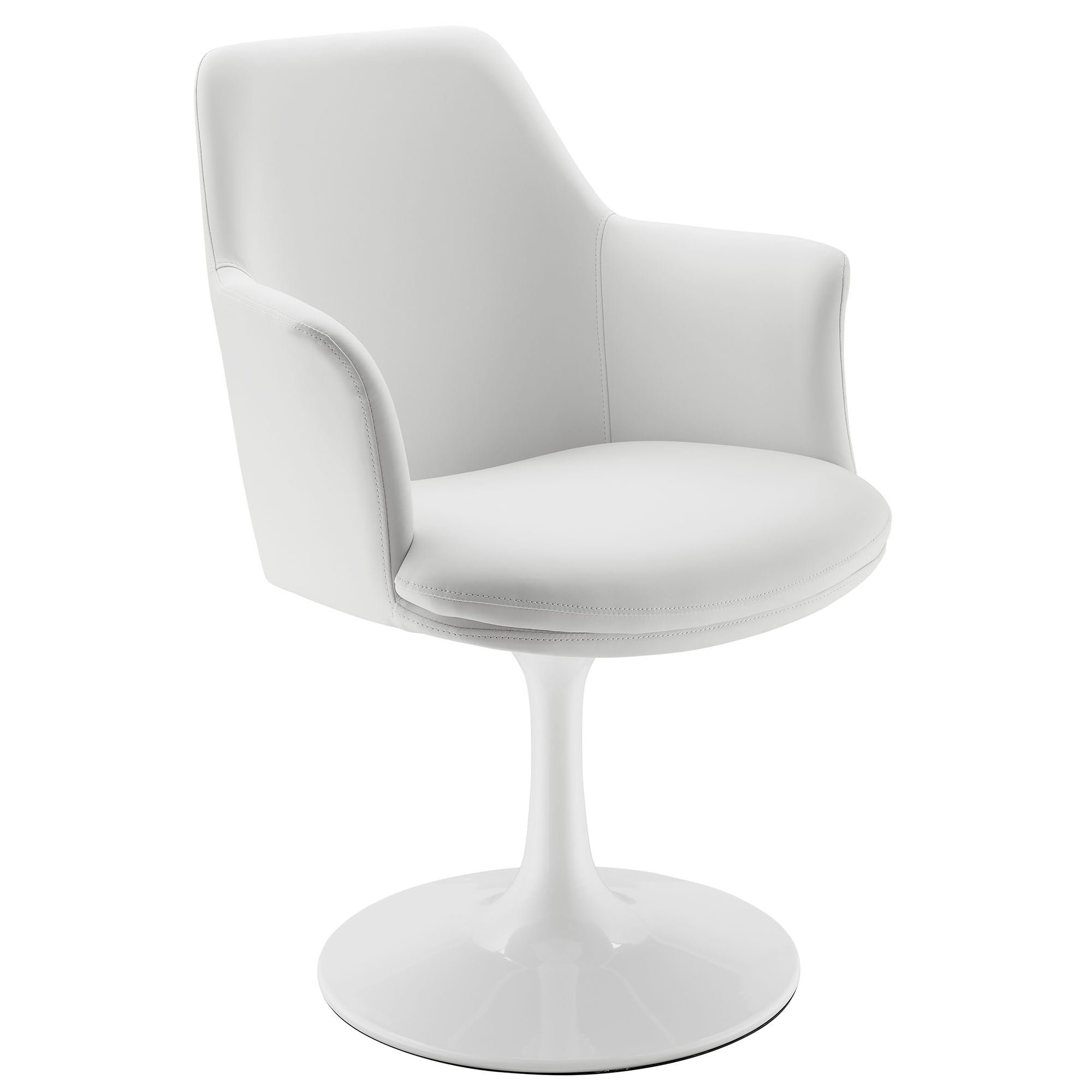 Lippa Swivel Dining Vegan Leather Armchair, White White