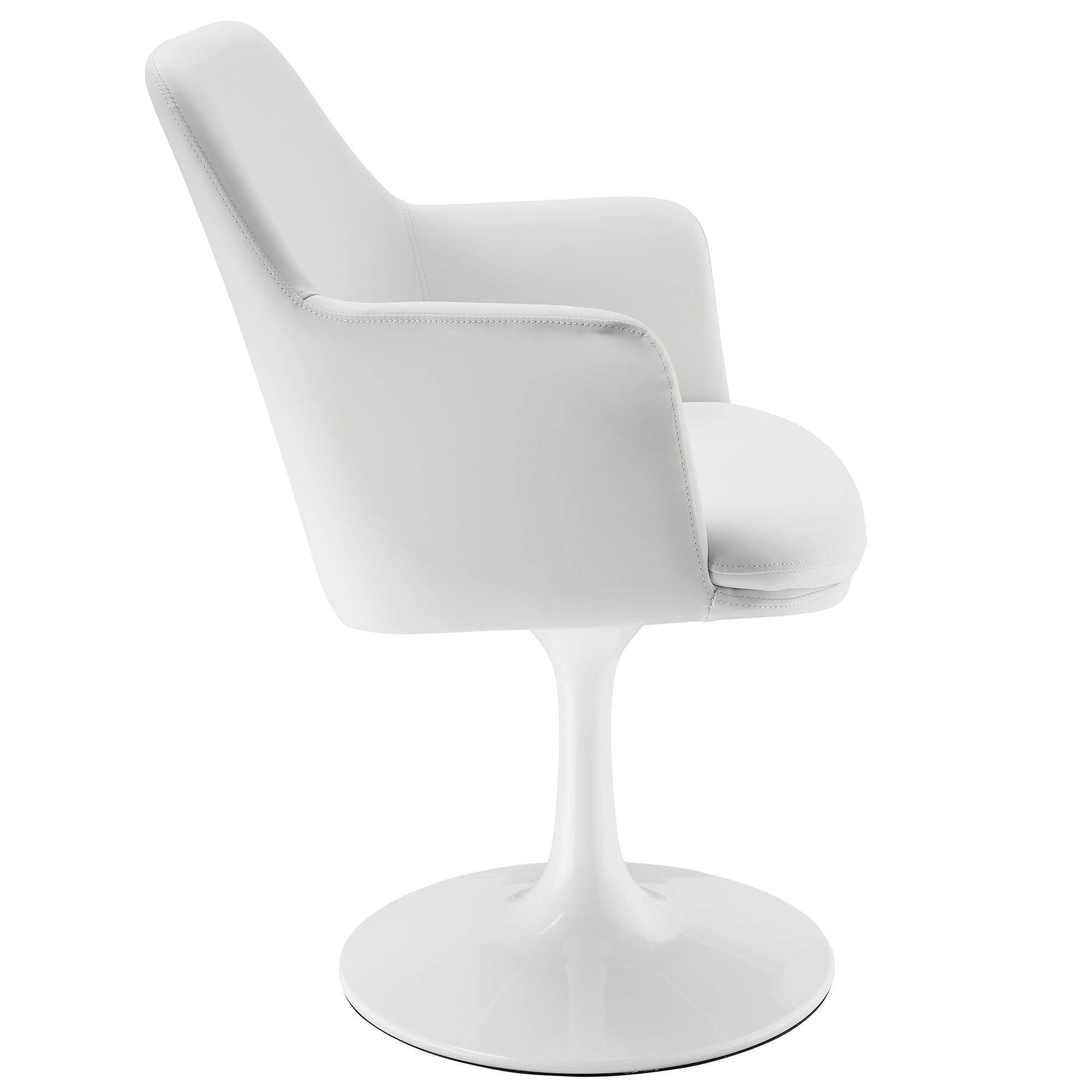 Lippa Swivel Dining Vegan Leather Armchair, White White