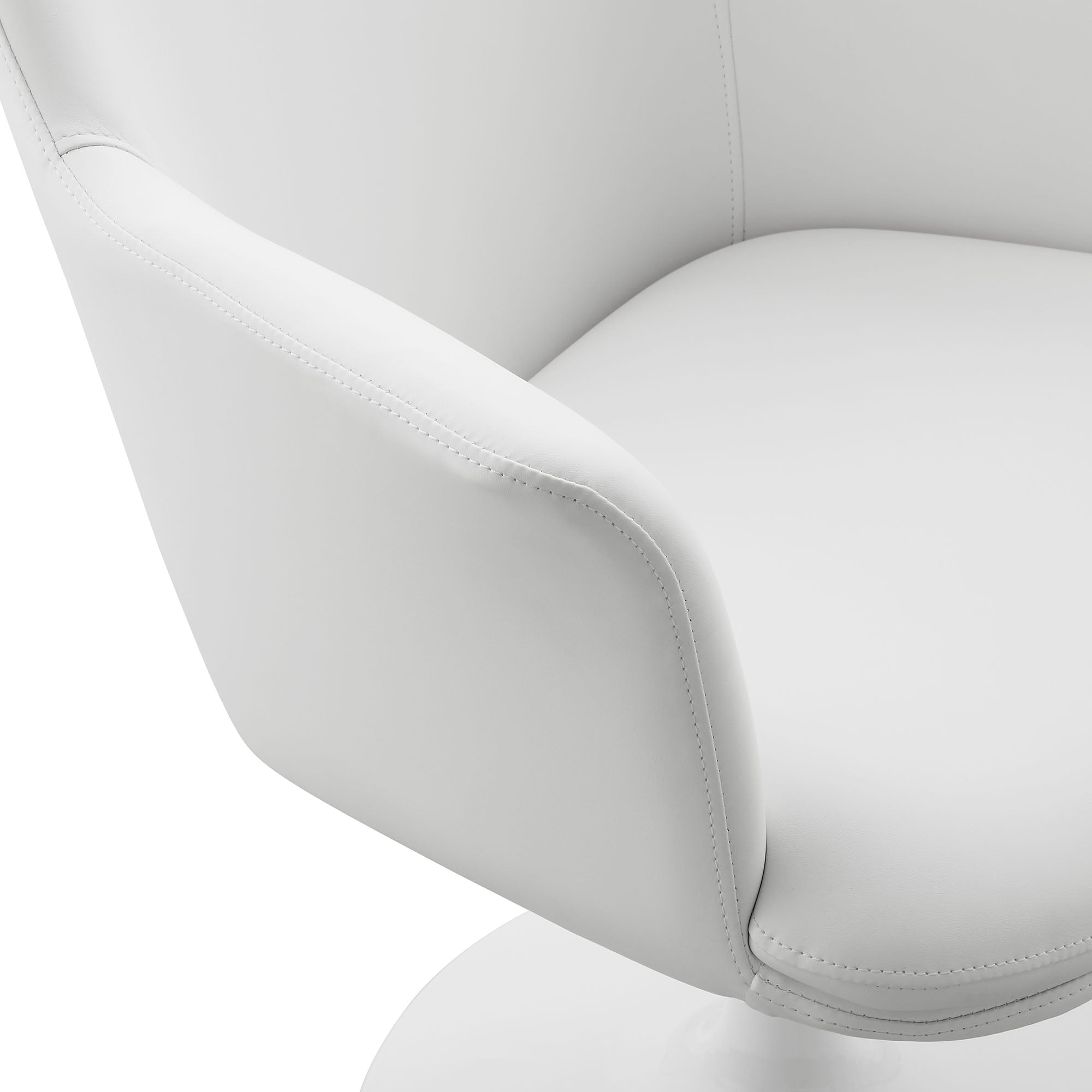 Lippa Swivel Dining Vegan Leather Armchair, White White