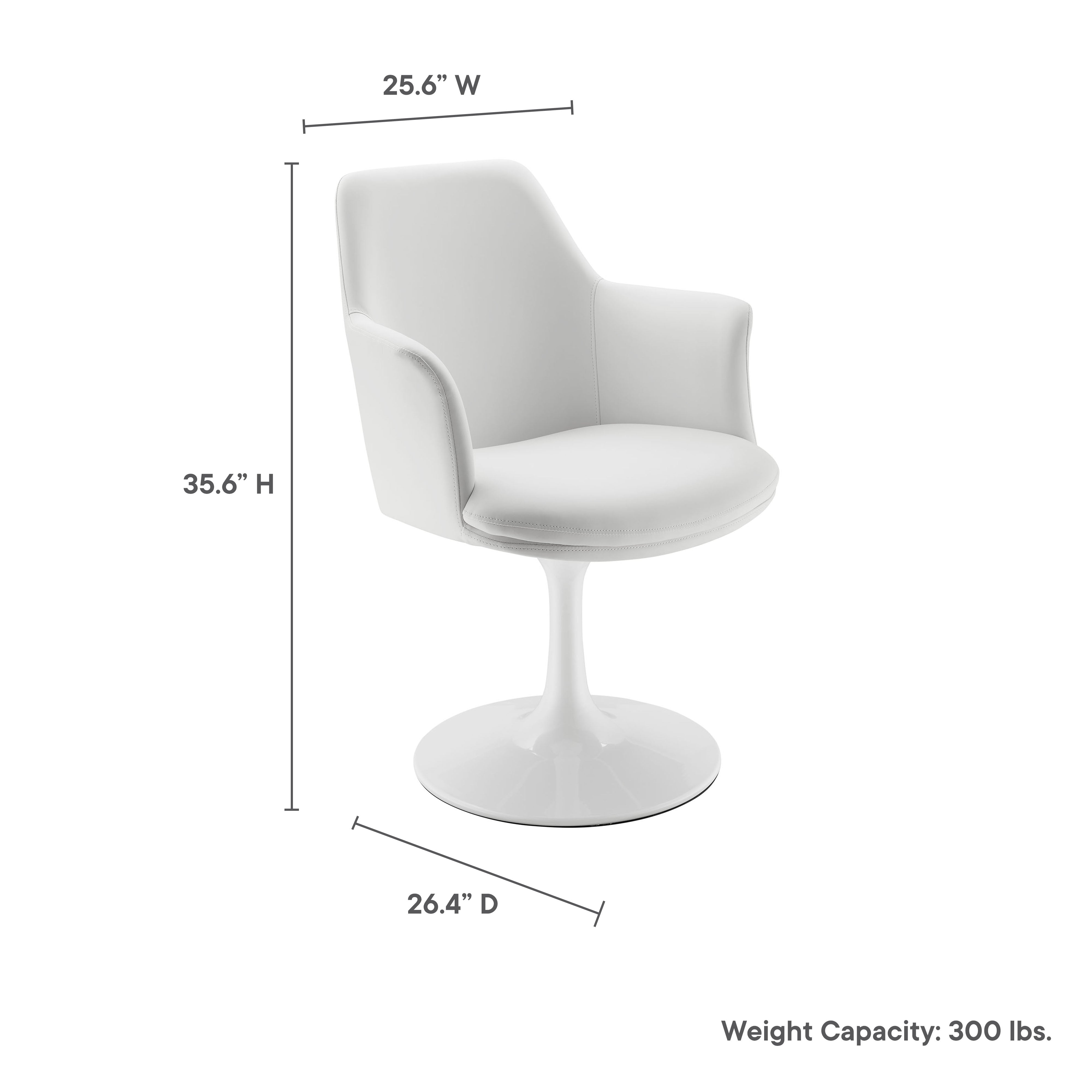 Lippa Swivel Dining Vegan Leather Armchair, White White